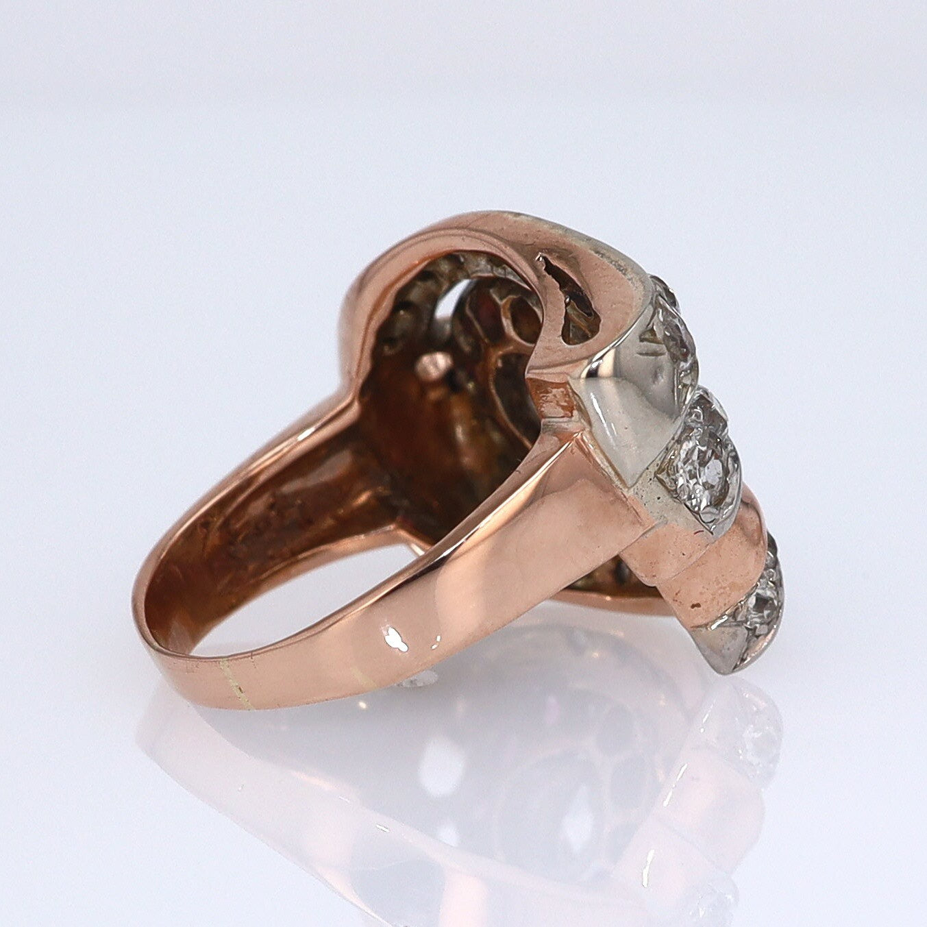 Retro 1940s Ruby & Diamond Cocktail Ring