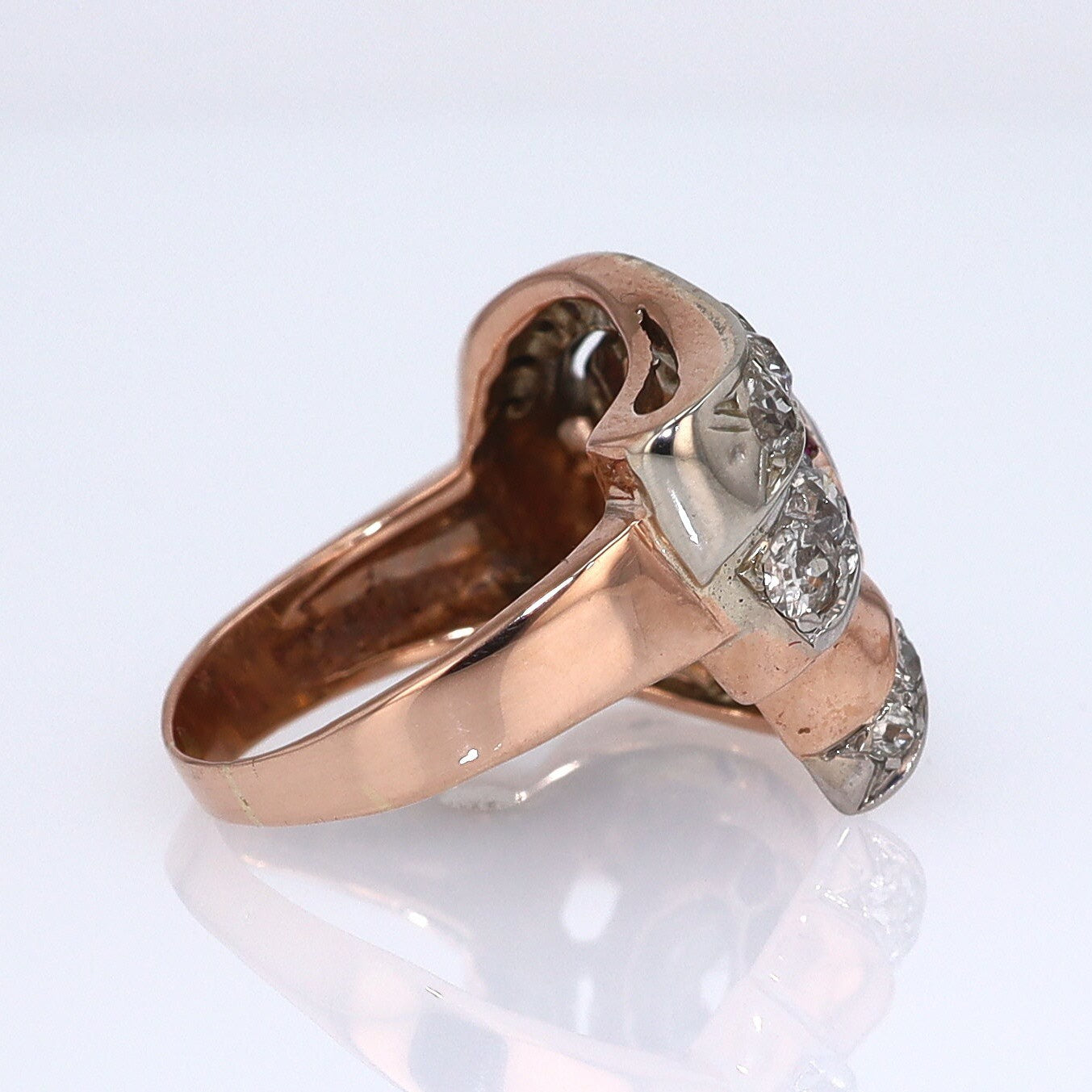 Retro 1940s Ruby & Diamond Cocktail Ring