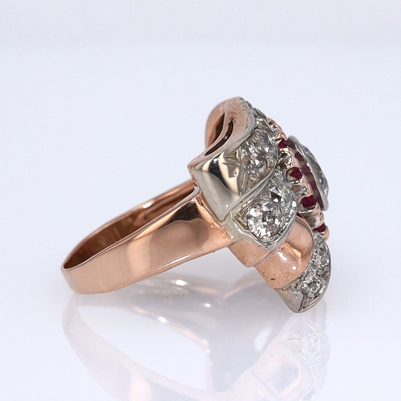 Retro 1940s Ruby & Diamond Cocktail Ring