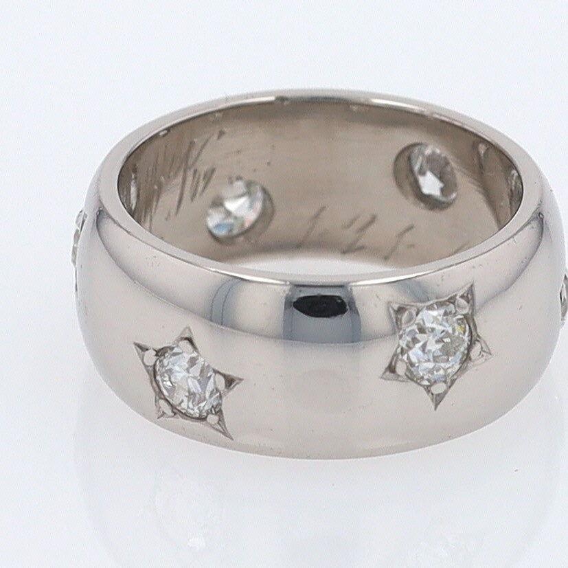 Retro 1947 Wide Cigar Band Star Diamond Eternity Band