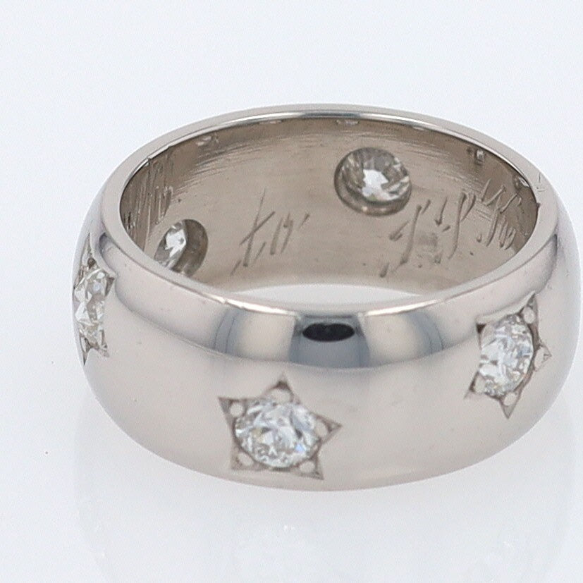 Retro 1947 Wide Cigar Band Star Diamond Eternity Band