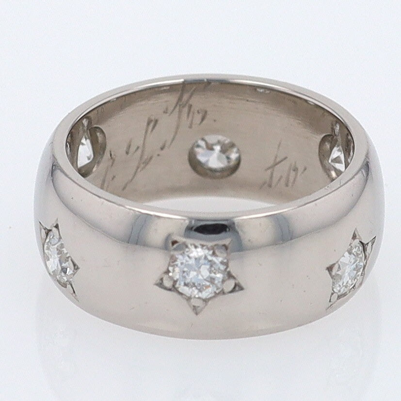 Retro 1947 Wide Cigar Band Star Diamond Eternity Band