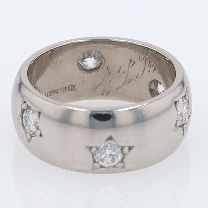 Retro 1947 Wide Cigar Band Star Diamond Eternity Band