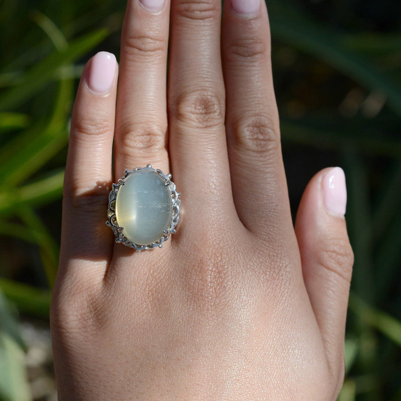 Retro 32 Carat Cats Eye Moonstone Cocktail Ring