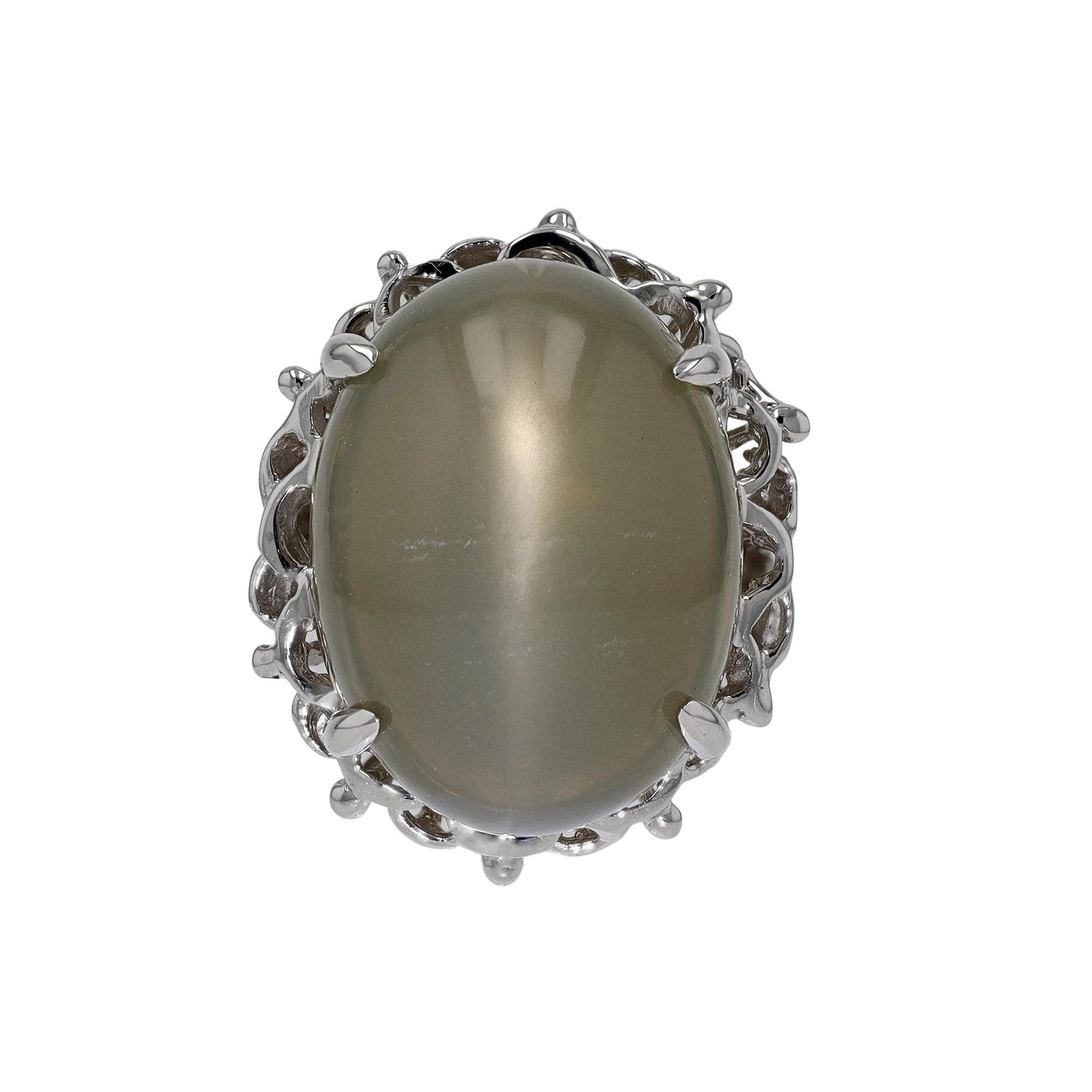 Retro 32 Carat Cats Eye Moonstone Cocktail Ring