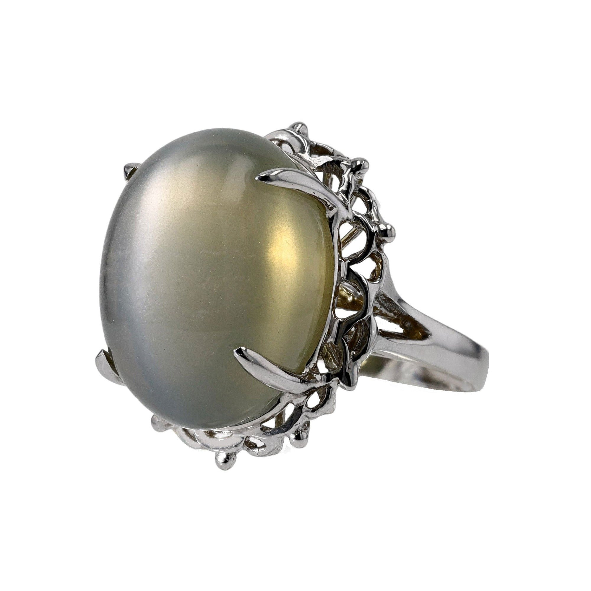 Retro 32 Carat Cats Eye Moonstone Cocktail Ring