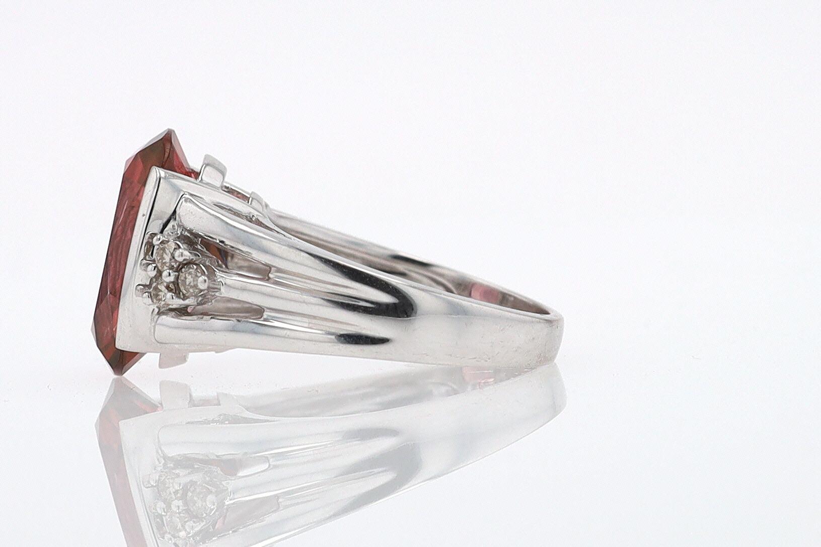 Retro 6.05 Carat Padparascha Peach Tourmaline Oval Engagement Ring