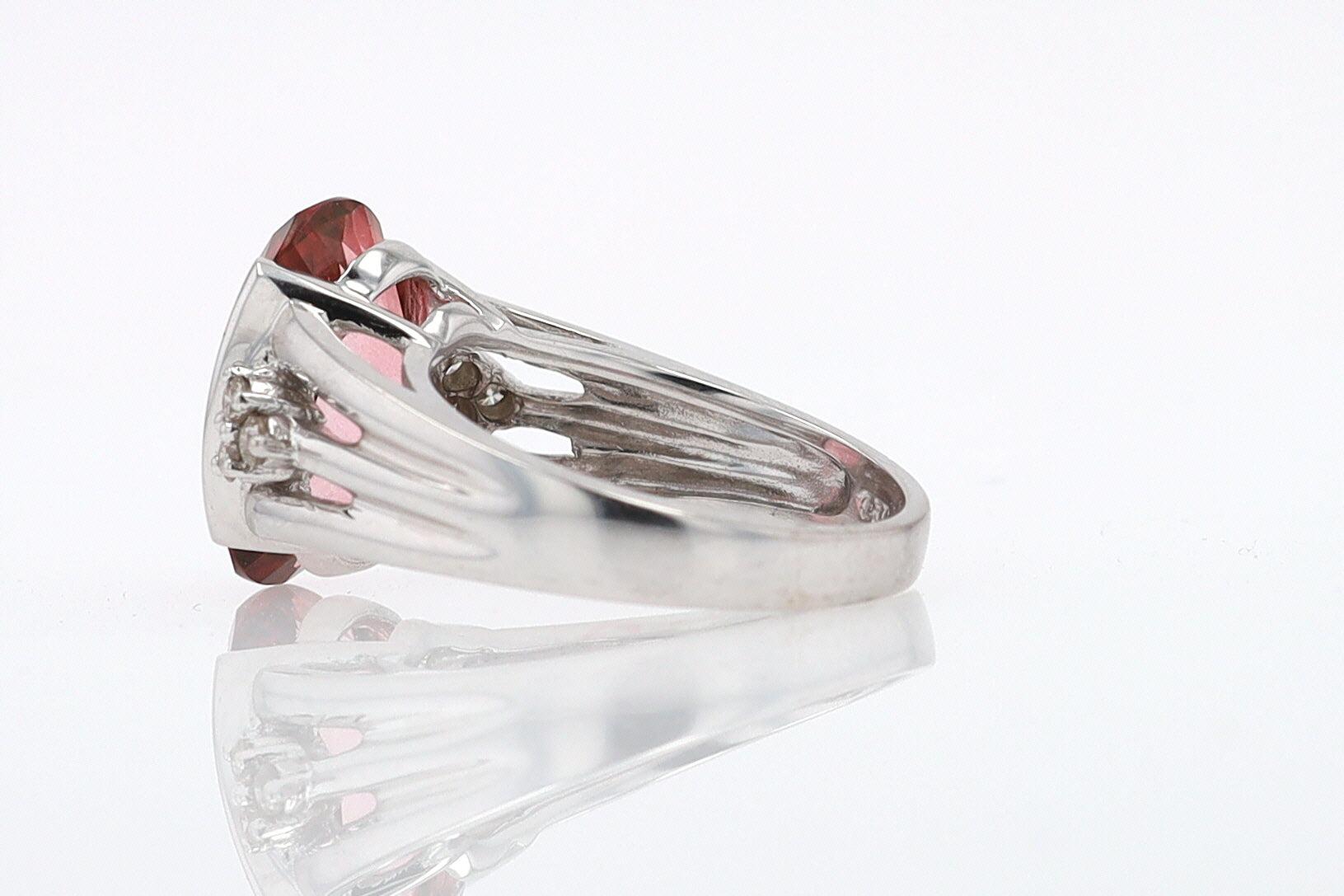 Retro 6.05 Carat Padparascha Peach Tourmaline Oval Engagement Ring