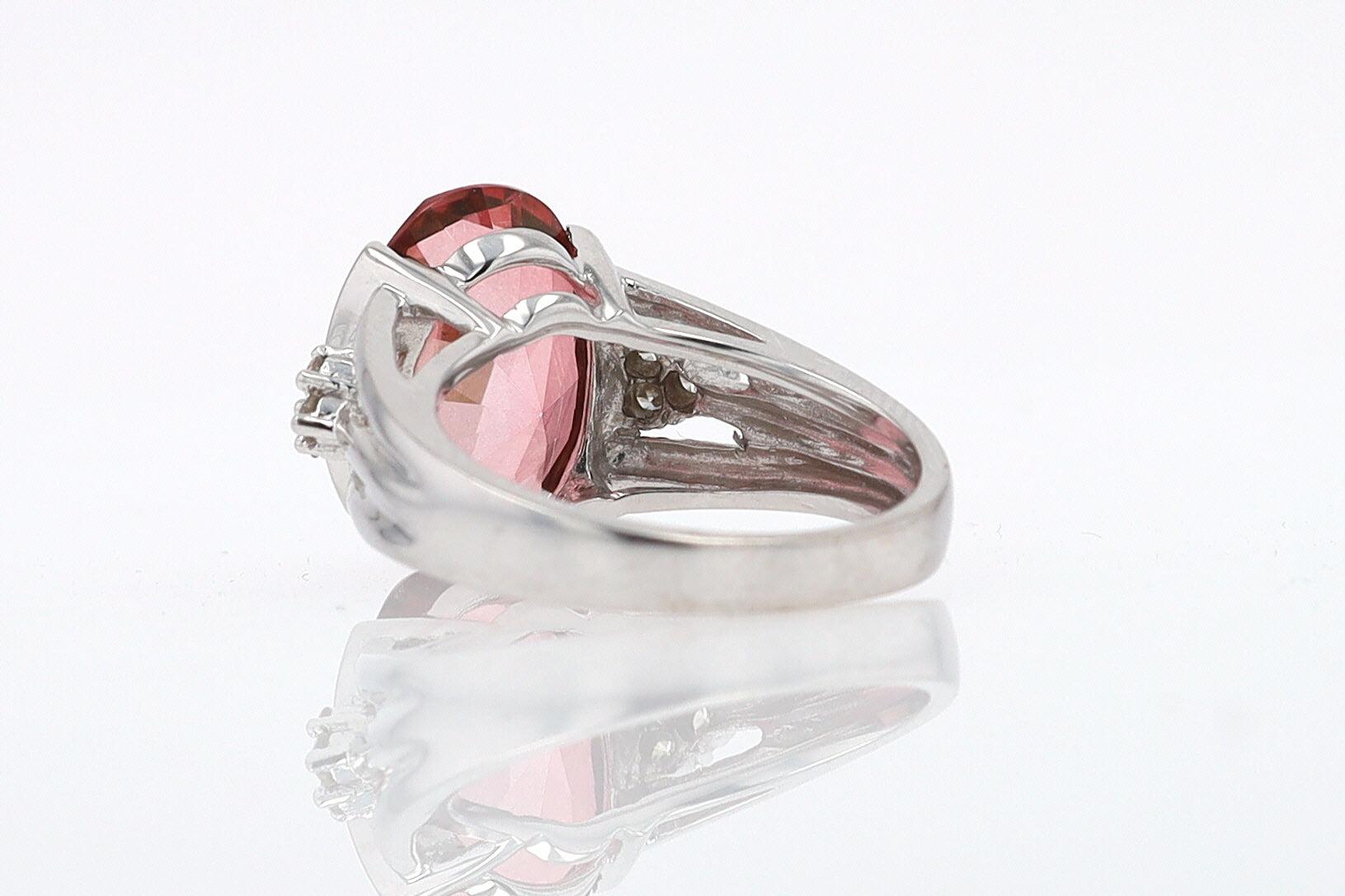 Retro 6.05 Carat Padparascha Peach Tourmaline Oval Engagement Ring