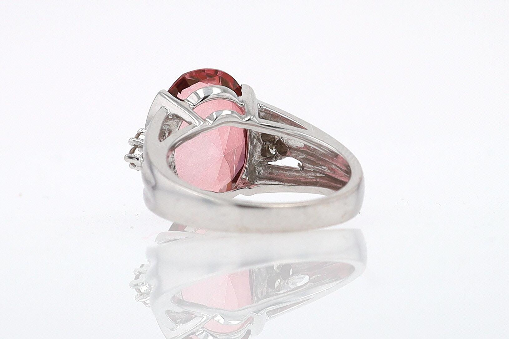 Retro 6.05 Carat Padparascha Peach Tourmaline Oval Engagement Ring