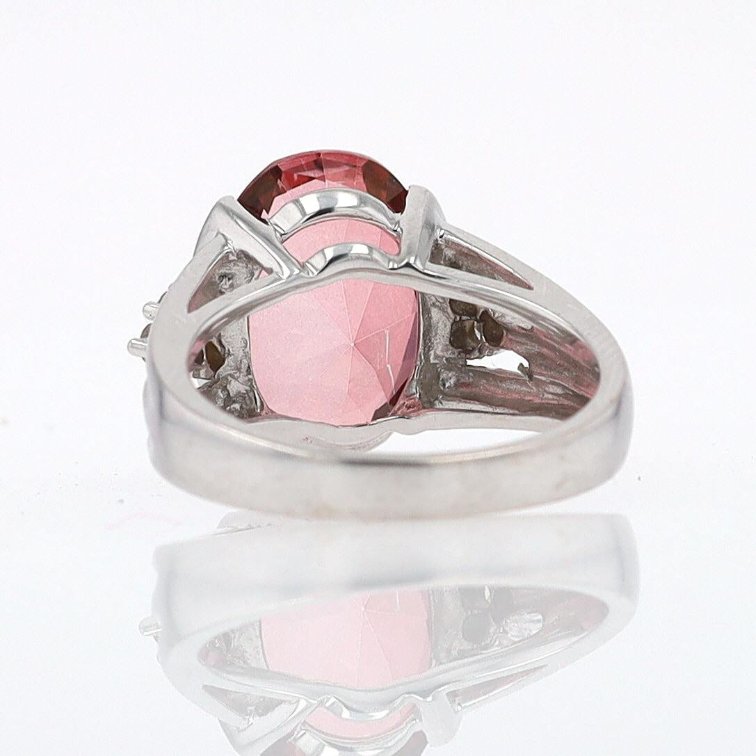 Retro 6.05 Carat Padparascha Peach Tourmaline Oval Engagement Ring