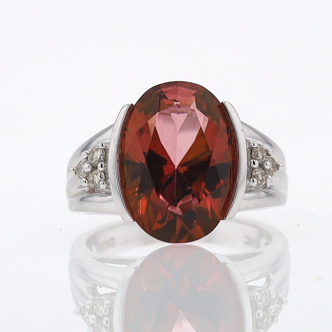 Retro 6.05 Carat Padparascha Peach Tourmaline Oval Engagement Ring