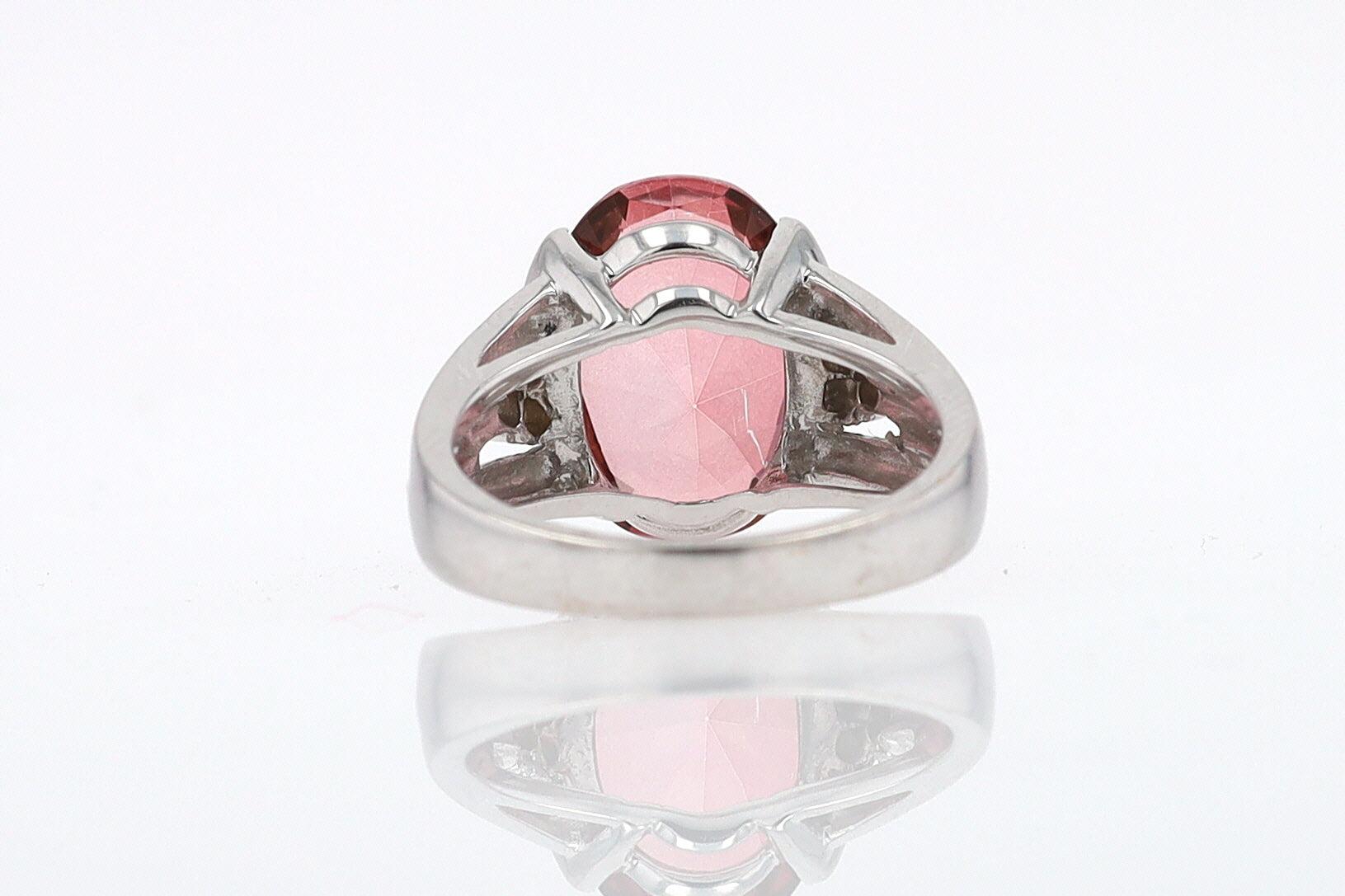 Retro 6.05 Carat Padparascha Peach Tourmaline Oval Engagement Ring