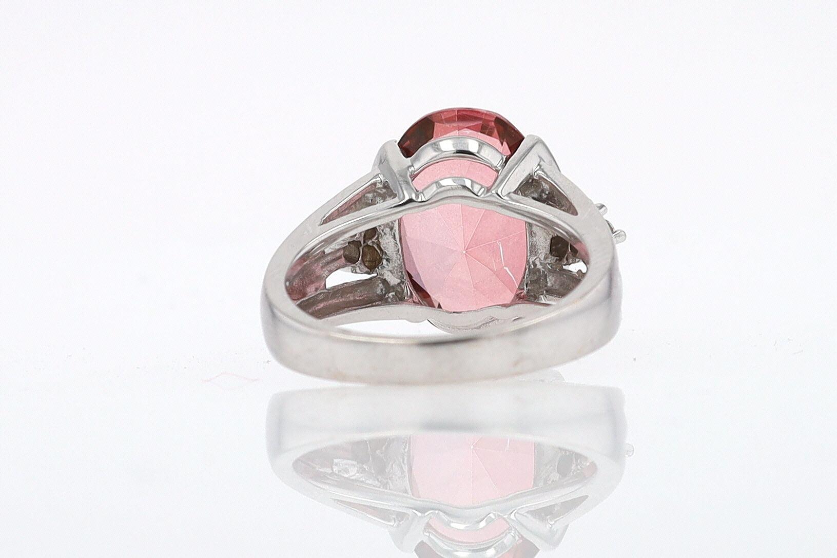 Retro 6.05 Carat Padparascha Peach Tourmaline Oval Engagement Ring