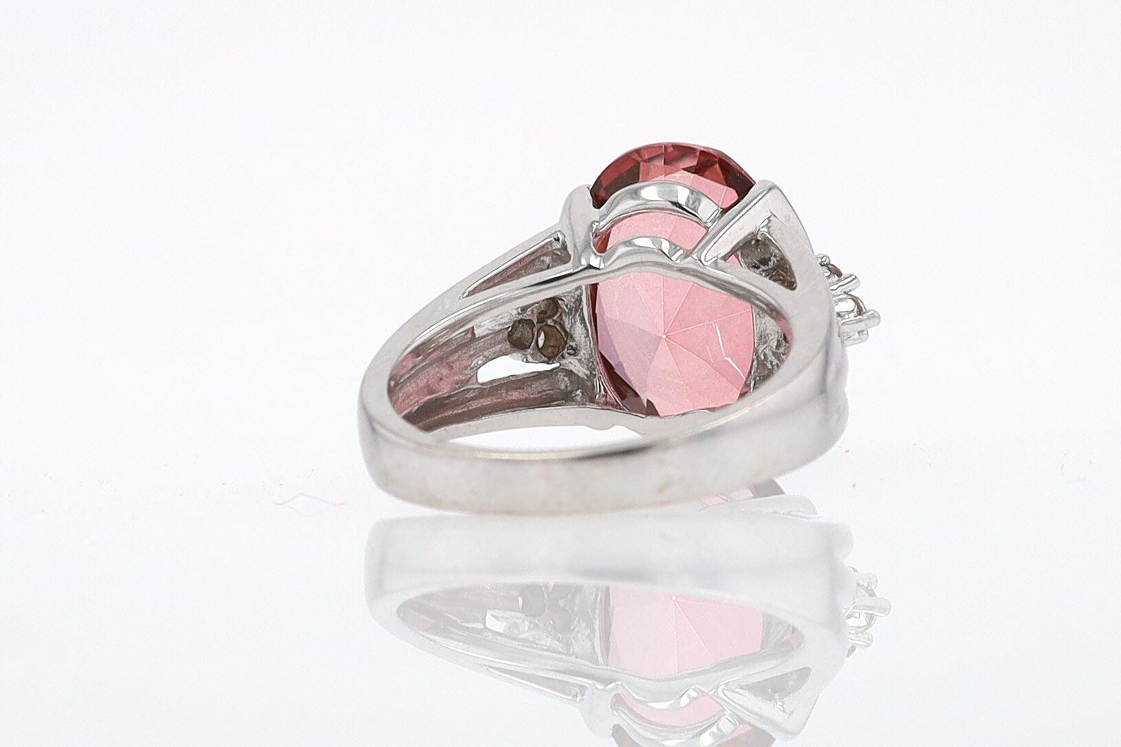 Retro 6.05 Carat Padparascha Peach Tourmaline Oval Engagement Ring