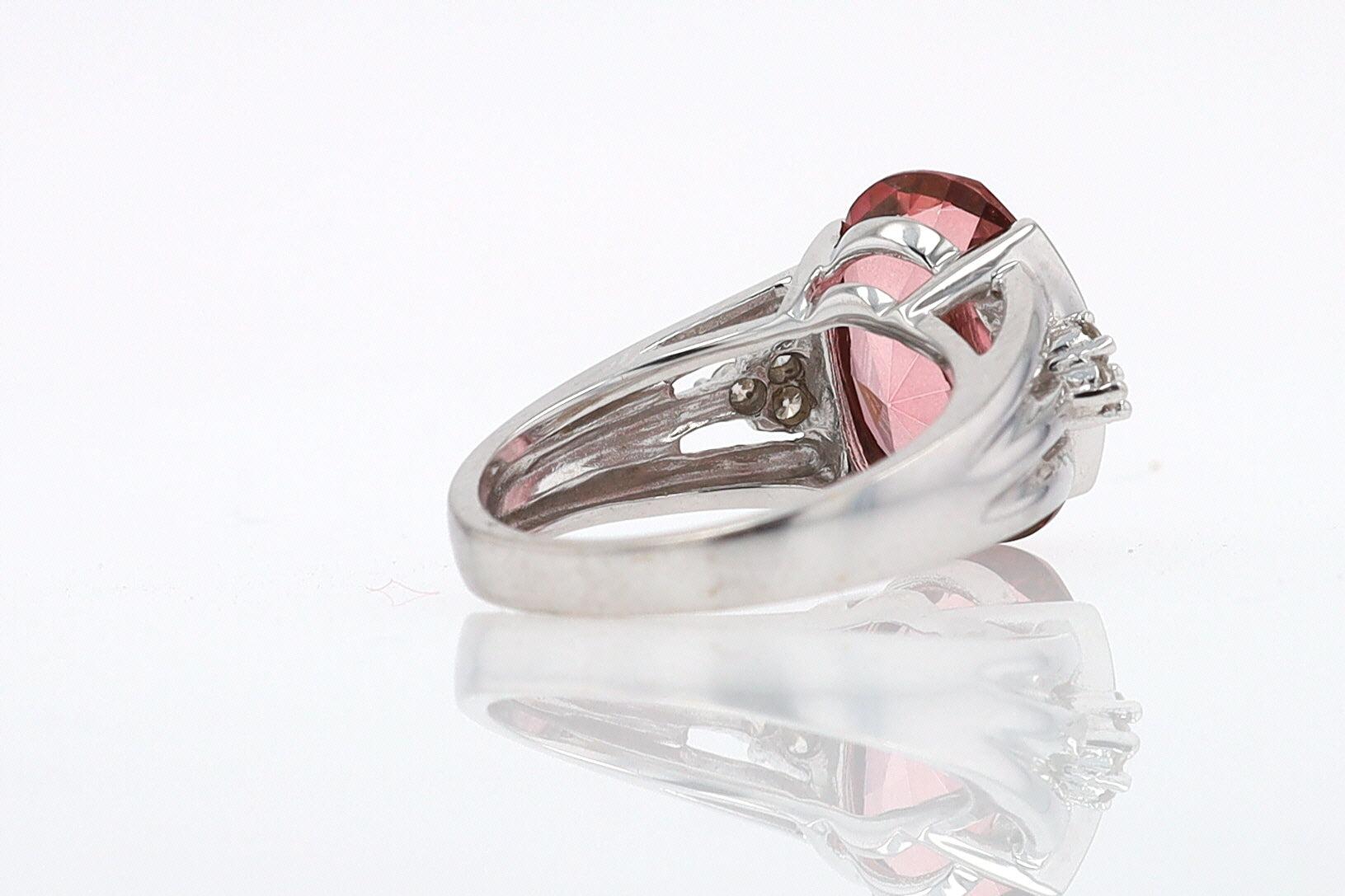 Retro 6.05 Carat Padparascha Peach Tourmaline Oval Engagement Ring