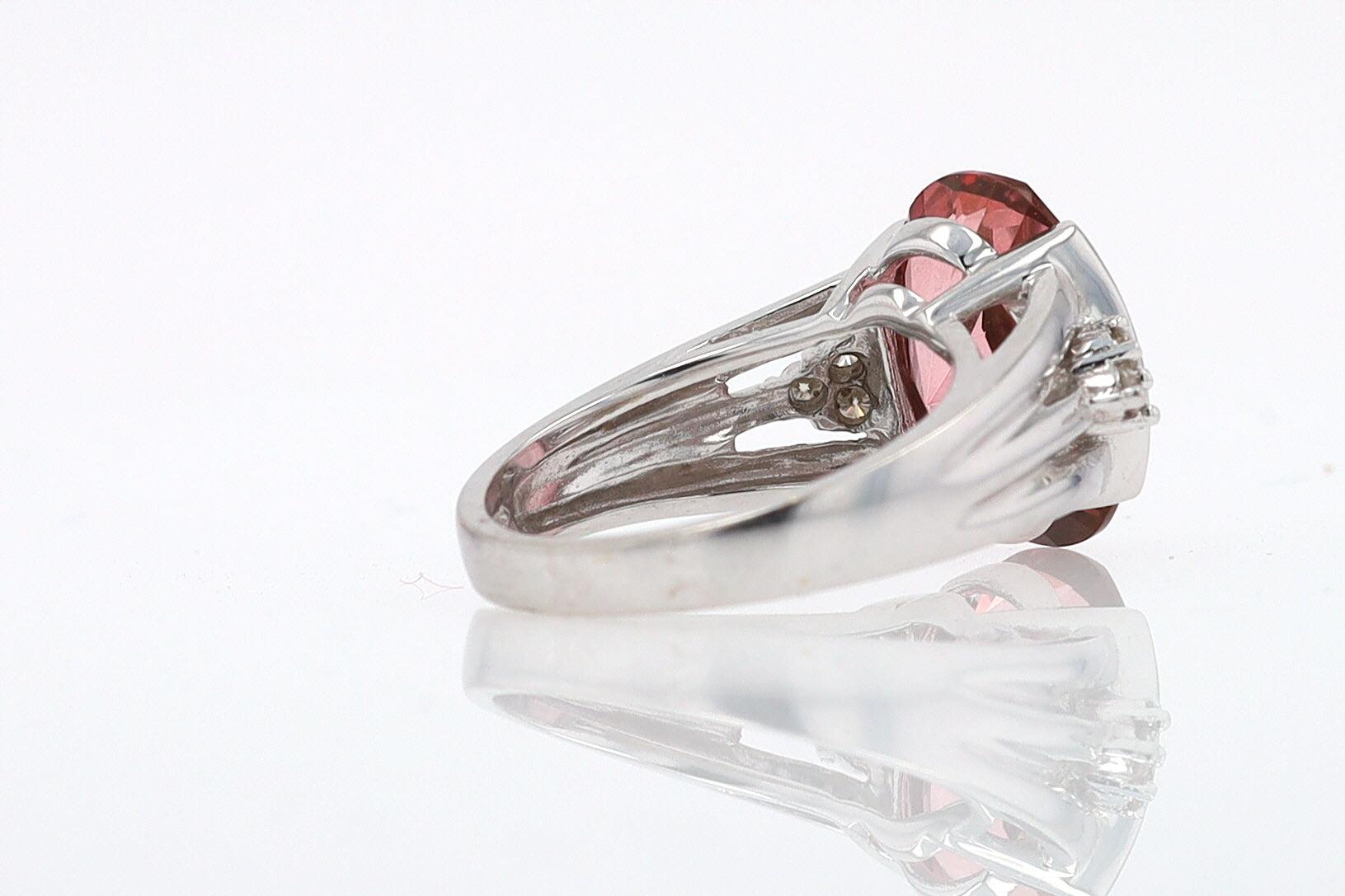 Retro 6.05 Carat Padparascha Peach Tourmaline Oval Engagement Ring