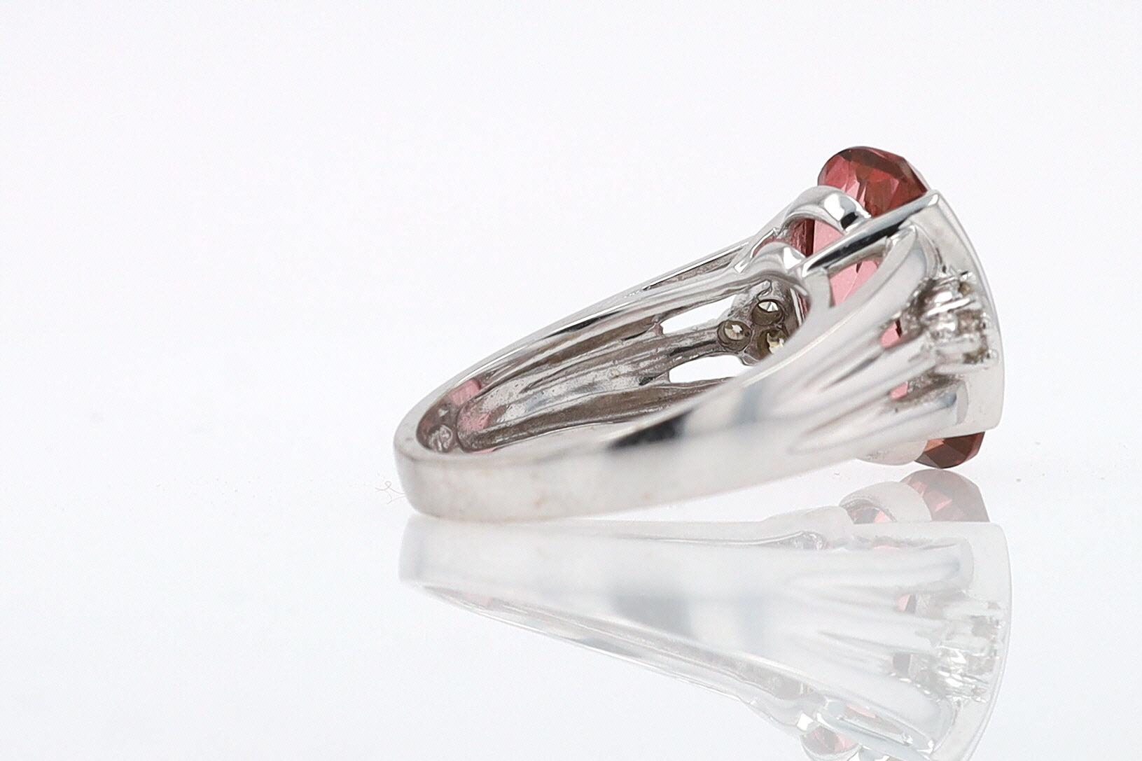 Retro 6.05 Carat Padparascha Peach Tourmaline Oval Engagement Ring