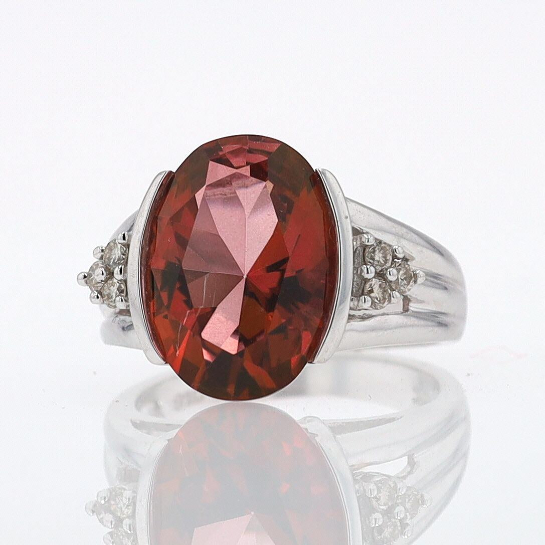 Retro 6.05 Carat Padparascha Peach Tourmaline Oval Engagement Ring