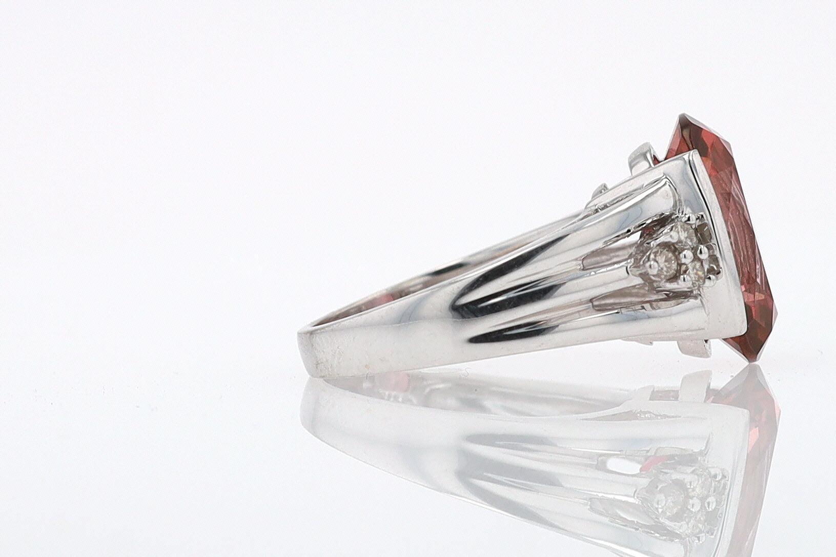 Retro 6.05 Carat Padparascha Peach Tourmaline Oval Engagement Ring