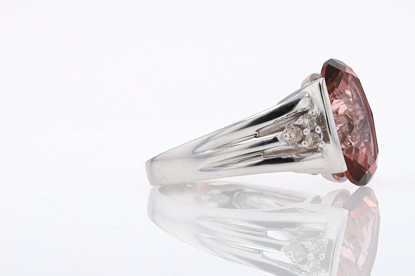 Retro 6.05 Carat Padparascha Peach Tourmaline Oval Engagement Ring