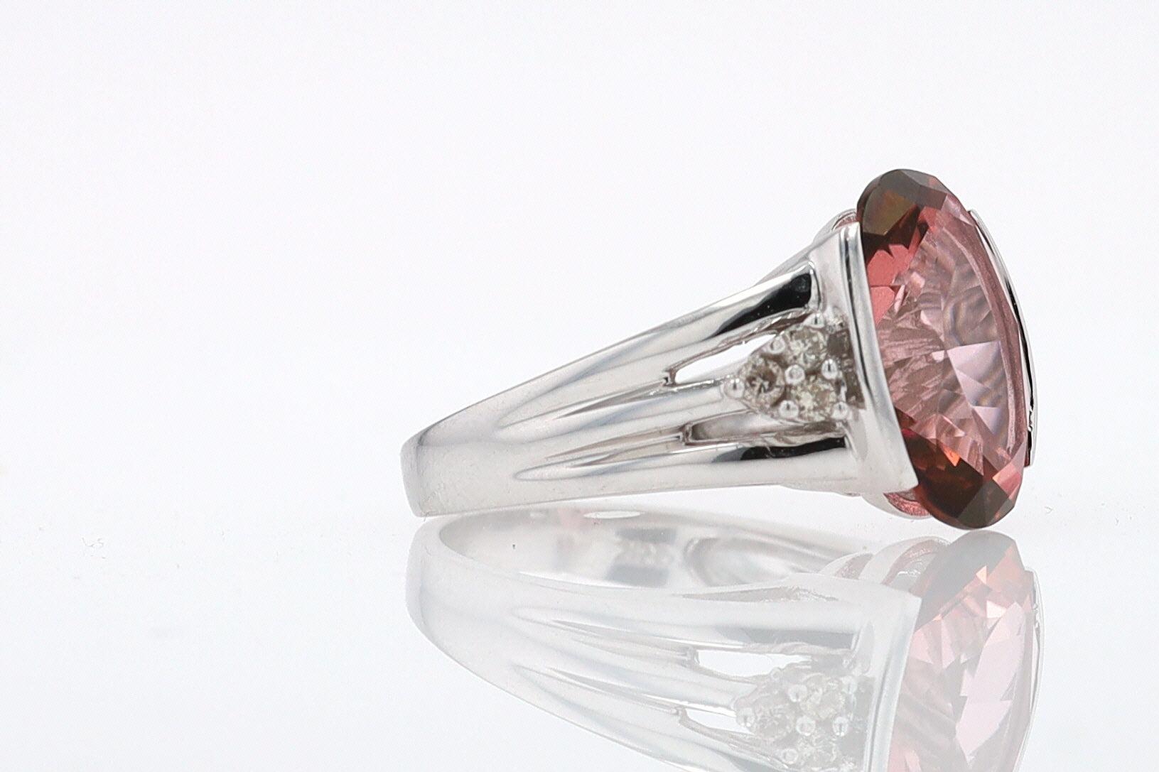 Retro 6.05 Carat Padparascha Peach Tourmaline Oval Engagement Ring