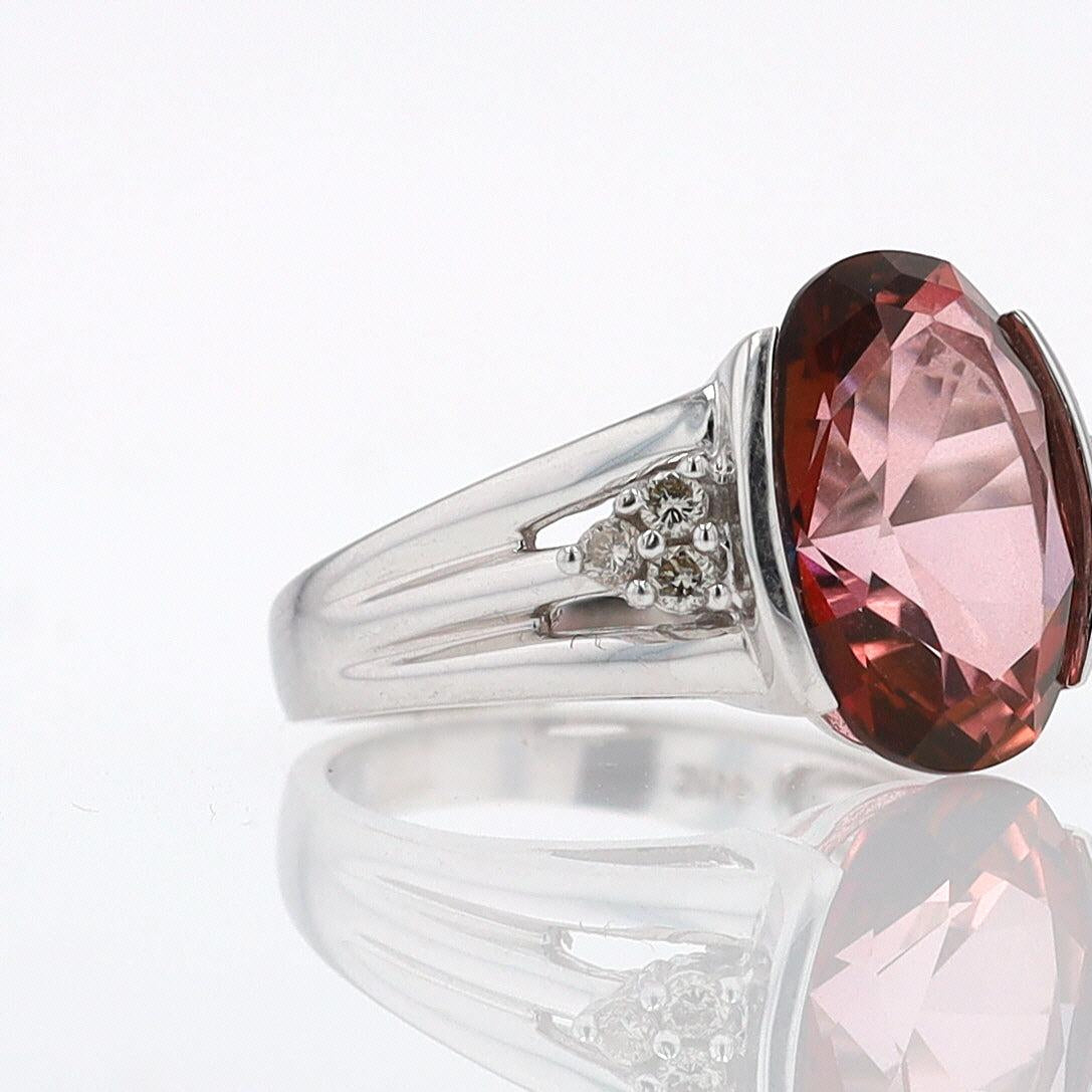Retro 6.05 Carat Padparascha Peach Tourmaline Oval Engagement Ring