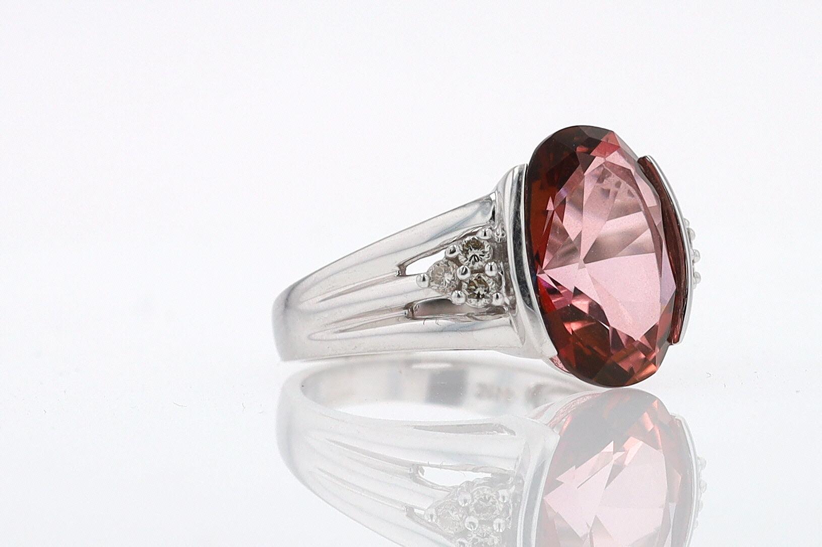Retro 6.05 Carat Padparascha Peach Tourmaline Oval Engagement Ring