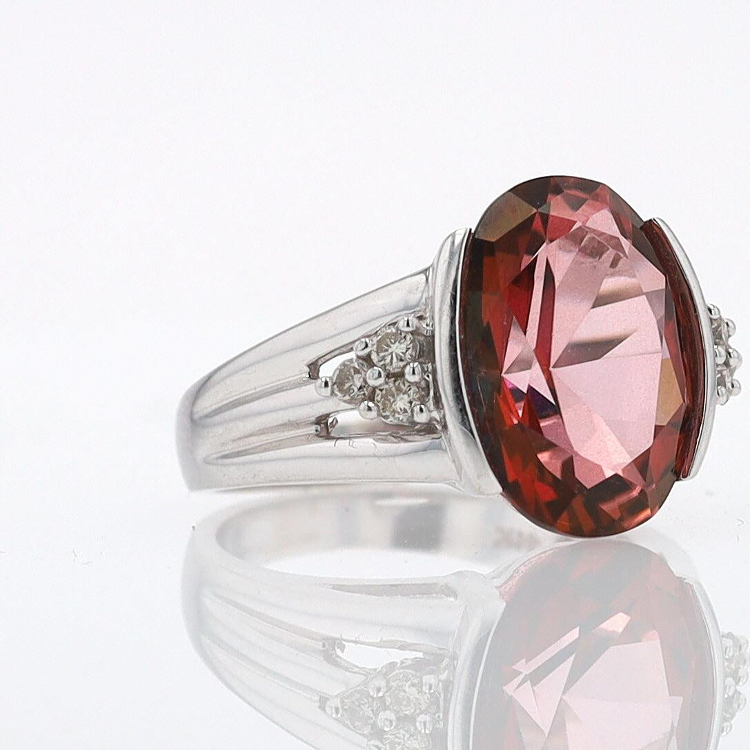 Retro 6.05 Carat Padparascha Peach Tourmaline Oval Engagement Ring