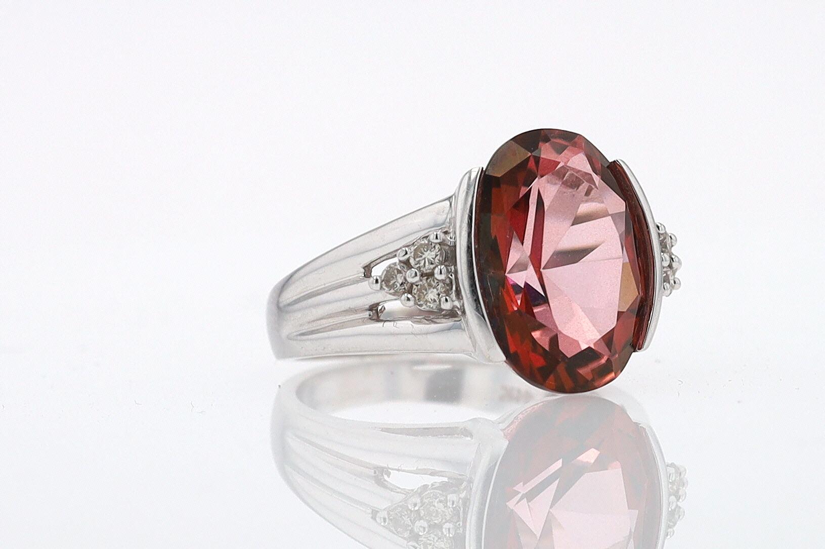 Retro 6.05 Carat Padparascha Peach Tourmaline Oval Engagement Ring