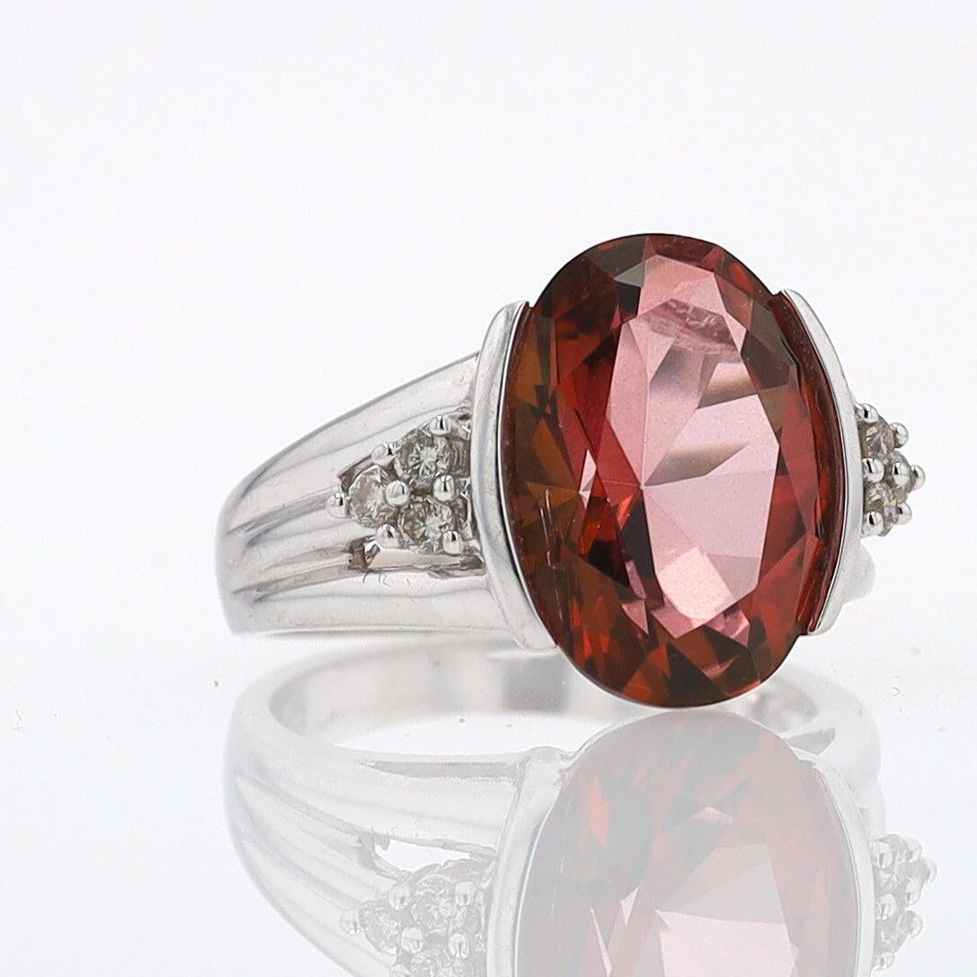 Retro 6.05 Carat Padparascha Peach Tourmaline Oval Engagement Ring