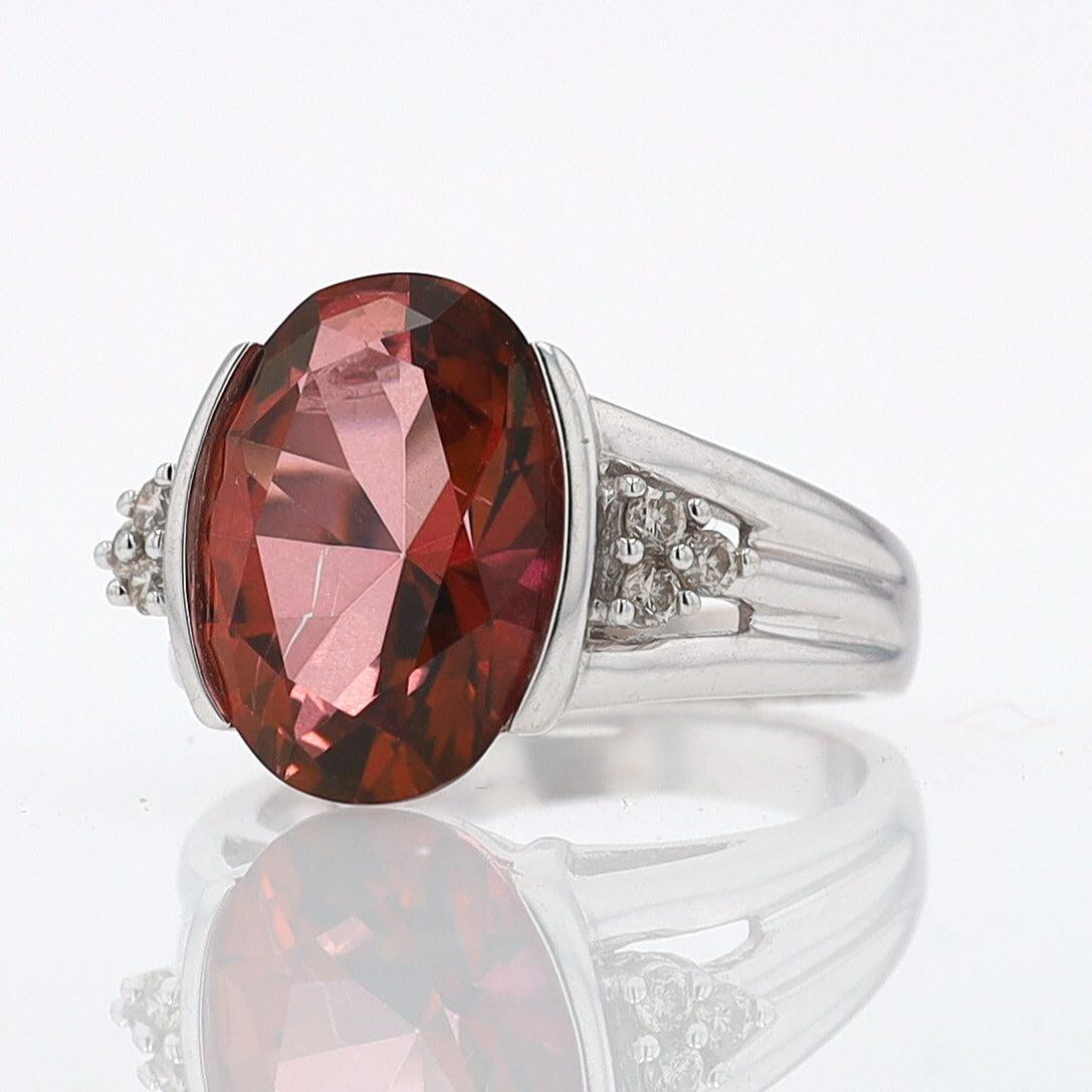 Retro 6.05 Carat Padparascha Peach Tourmaline Oval Engagement Ring