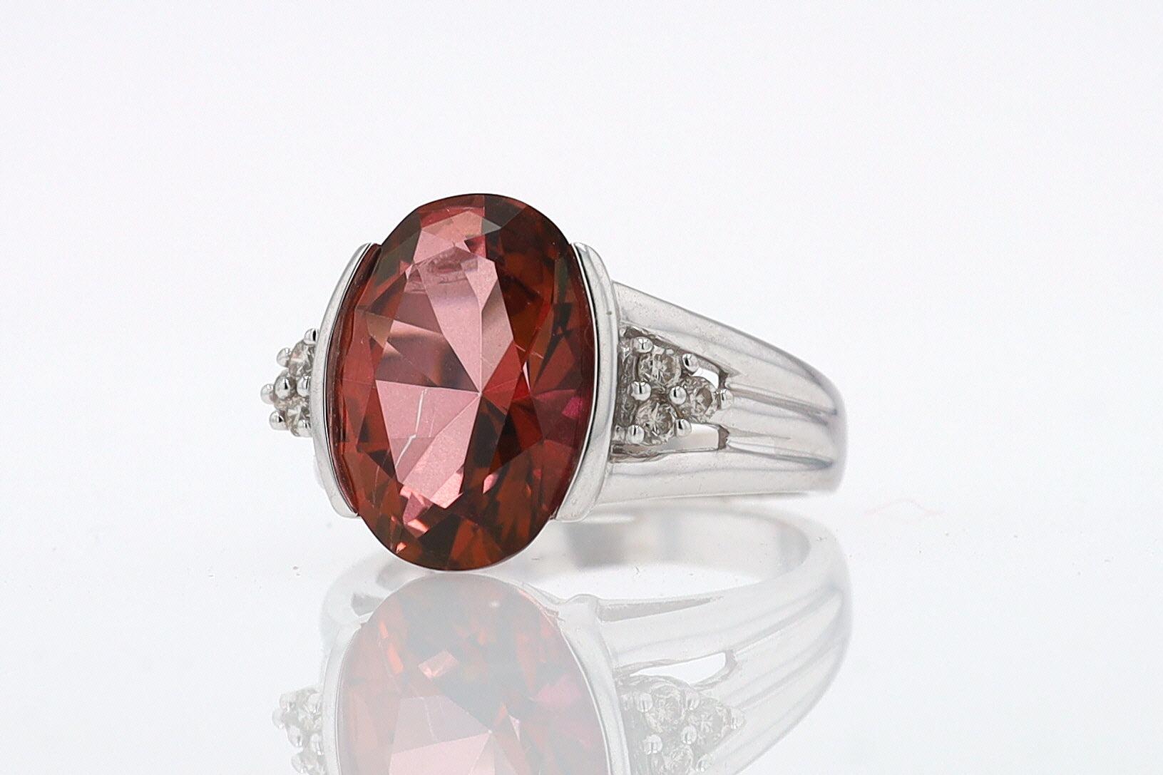 Retro 6.05 Carat Padparascha Peach Tourmaline Oval Engagement Ring