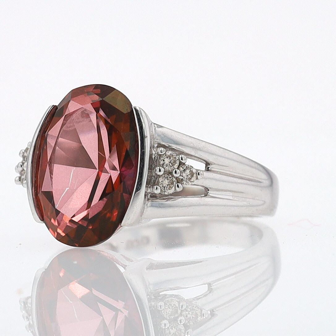 Retro 6.05 Carat Padparascha Peach Tourmaline Oval Engagement Ring
