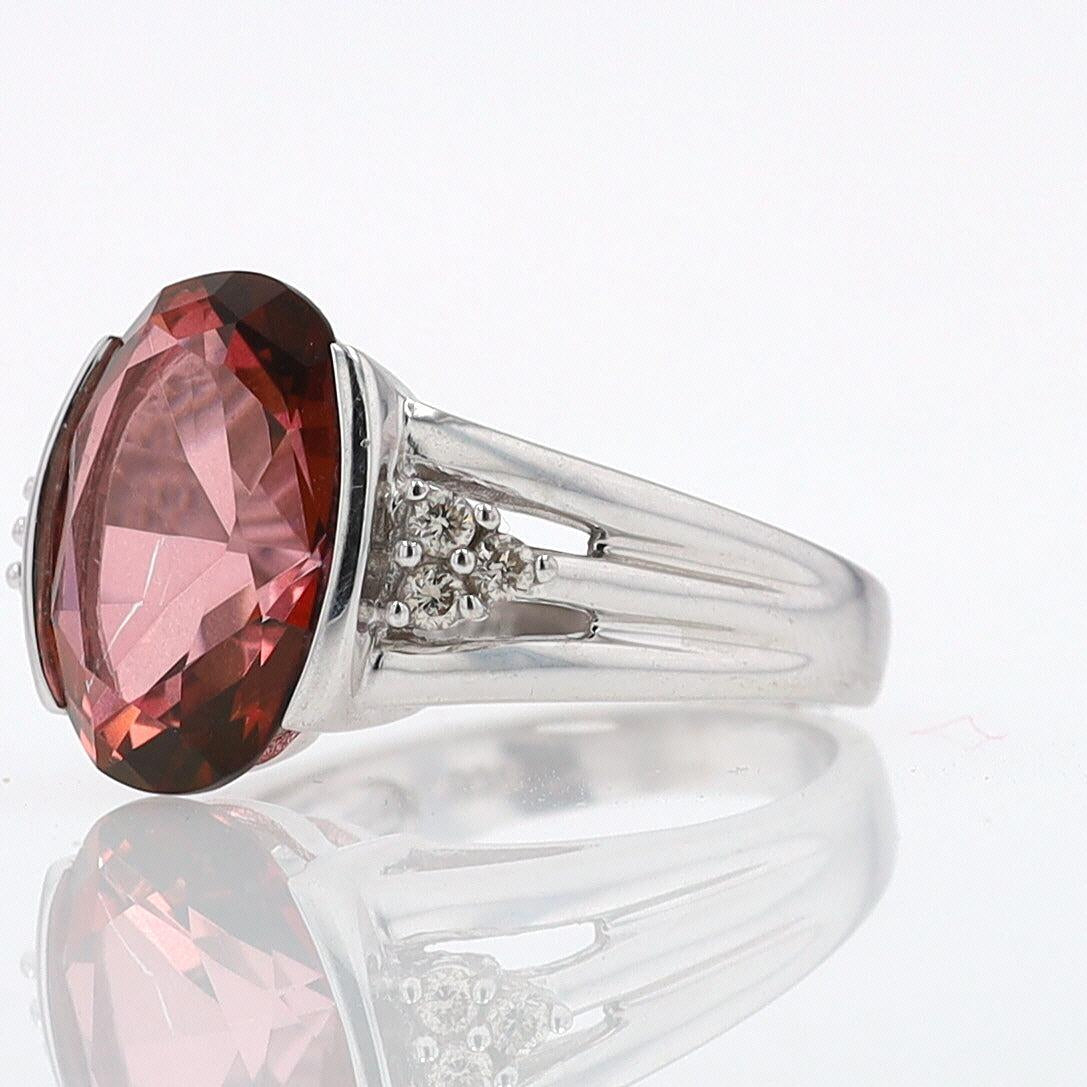 Retro 6.05 Carat Padparascha Peach Tourmaline Oval Engagement Ring