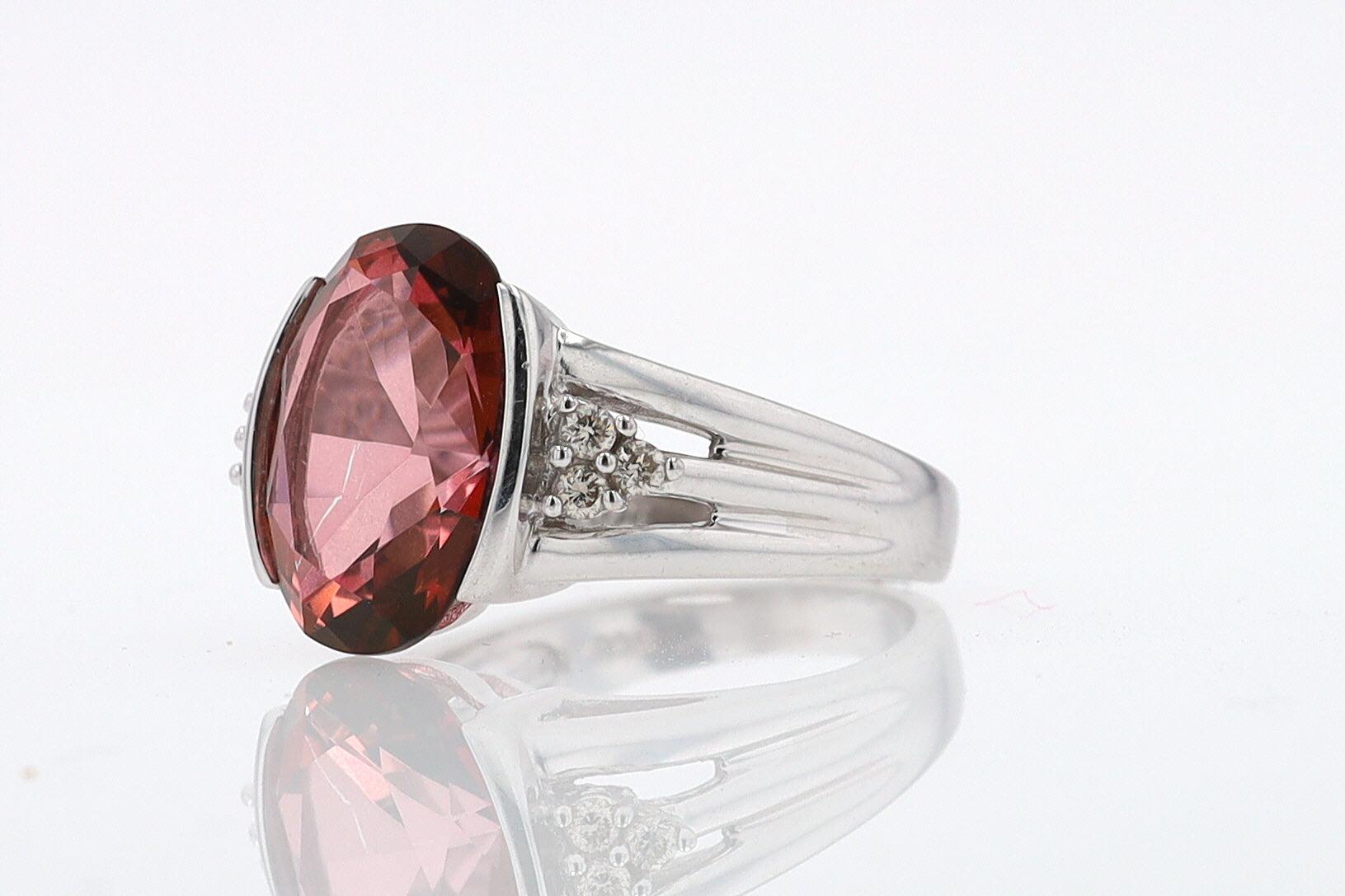 Retro 6.05 Carat Padparascha Peach Tourmaline Oval Engagement Ring