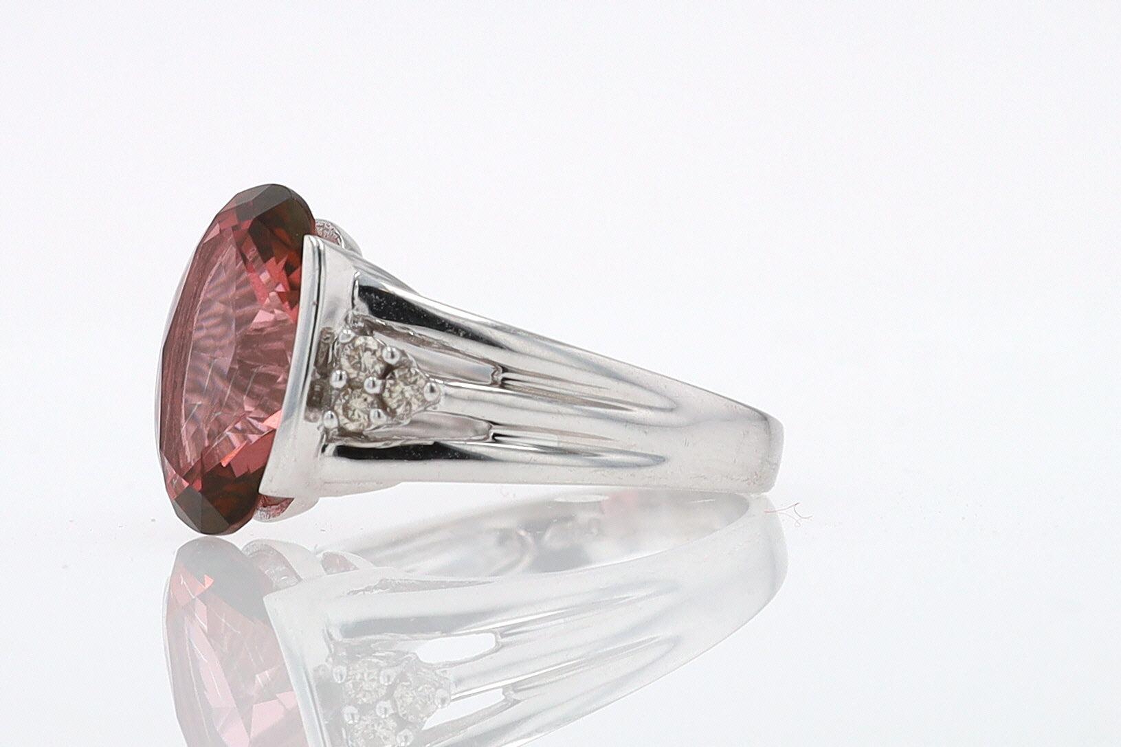 Retro 6.05 Carat Padparascha Peach Tourmaline Oval Engagement Ring