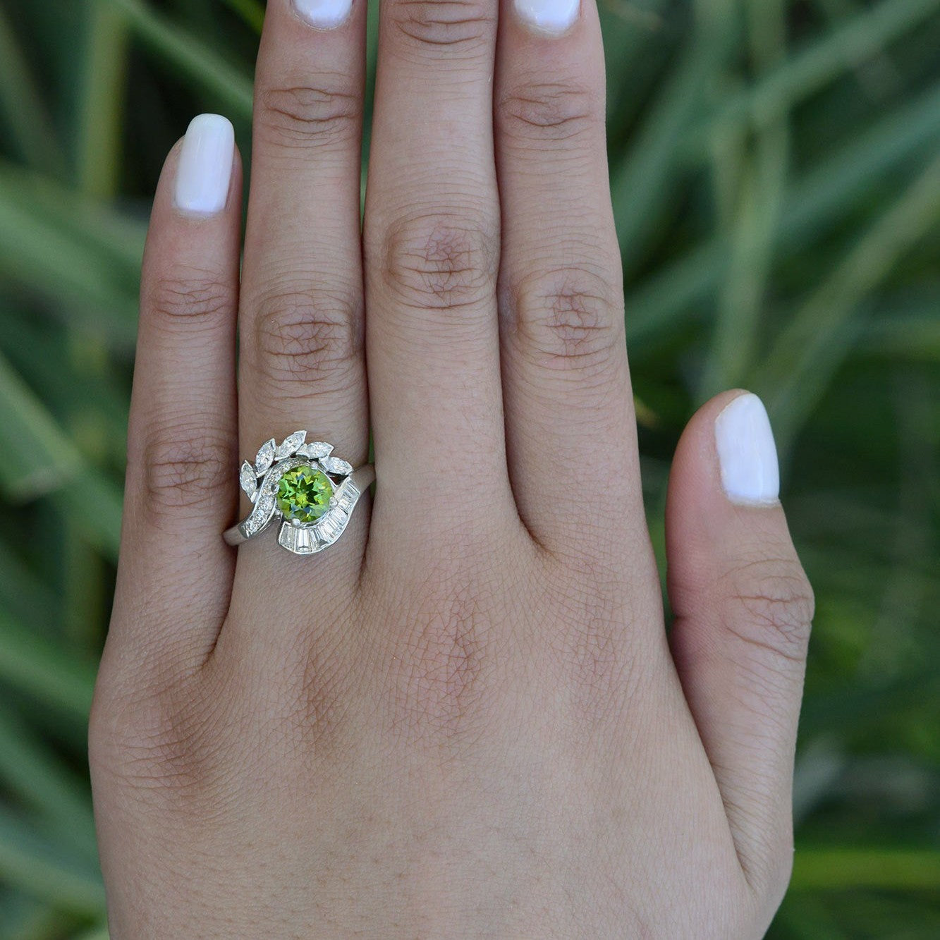 Retro C.D. Peacock Peridot Engagement Ring