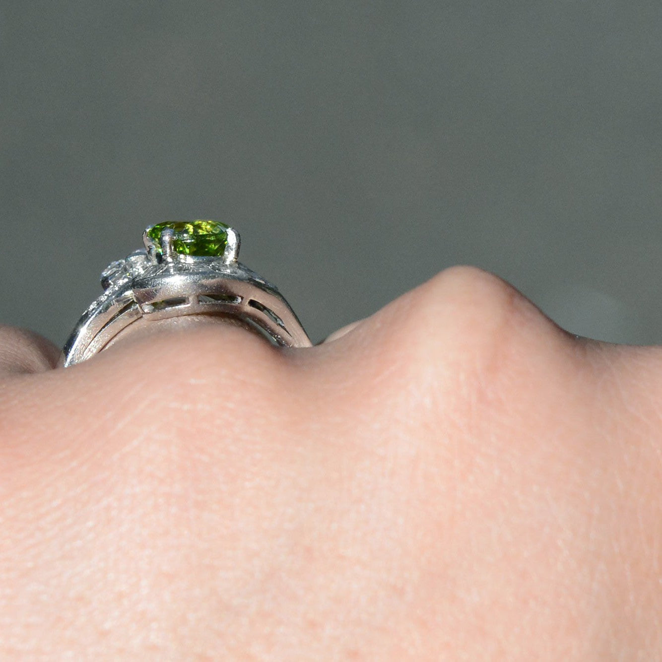 Retro C.D. Peacock Peridot Engagement Ring