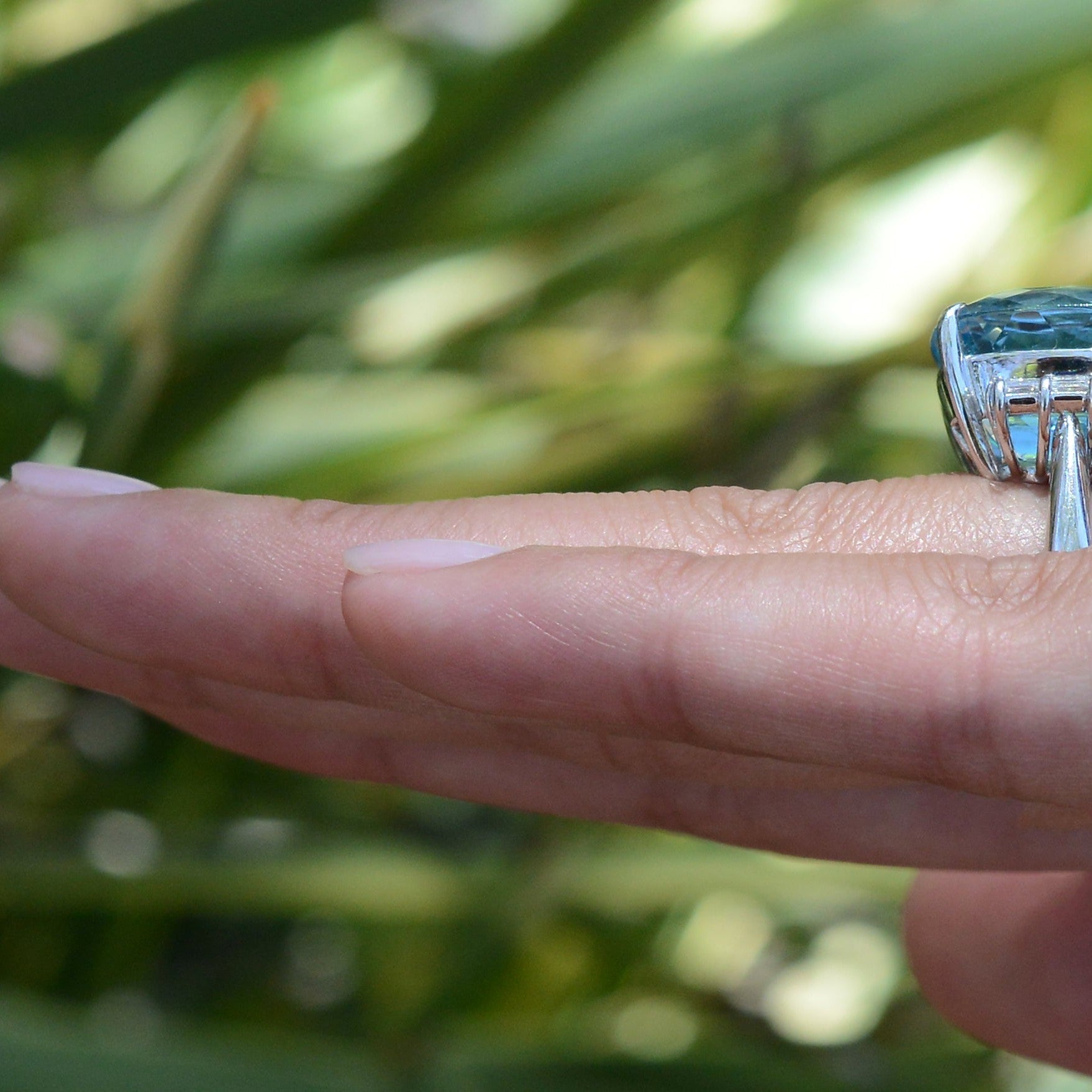 Retro Deep Blue 20 Carat Cushion Aquamarine Cocktail Ring