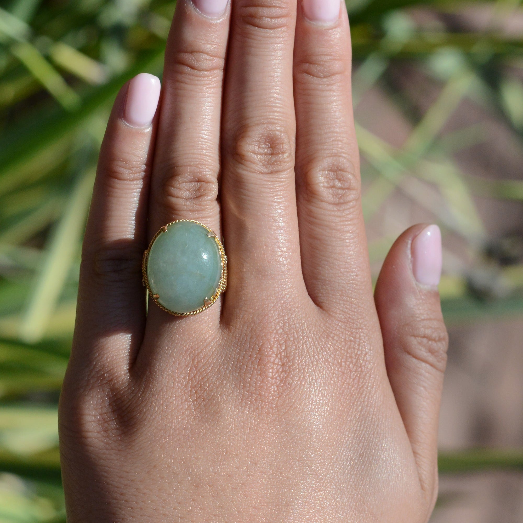 Retro Era Natural Jade Cocktail Ring