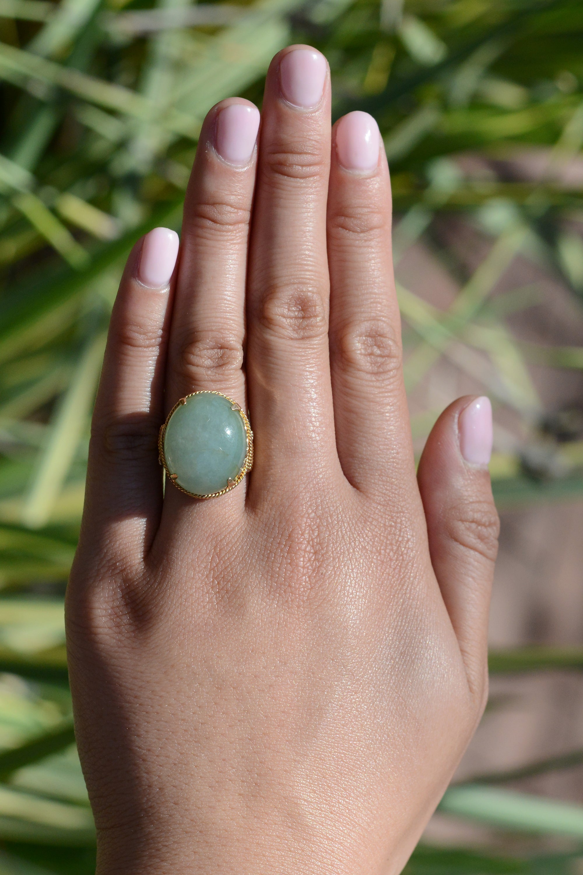 Retro Era Natural Jade Cocktail Ring