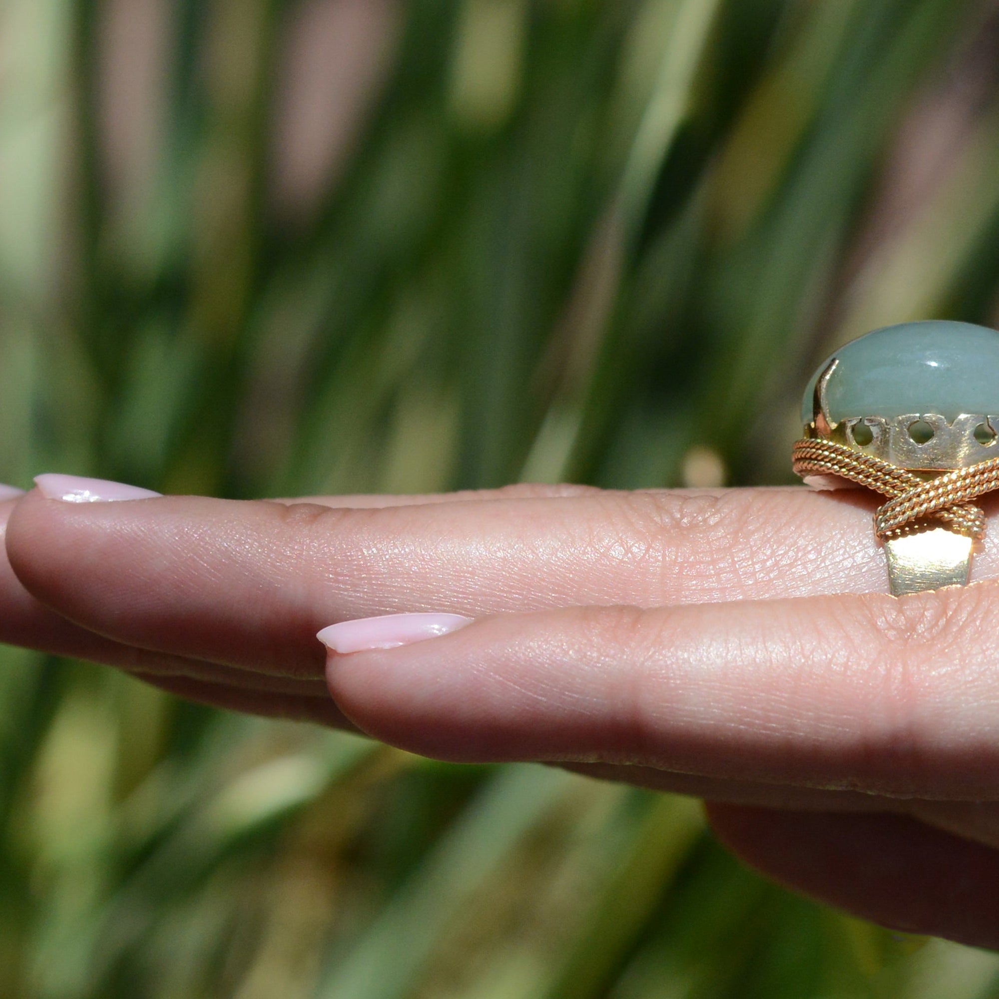 Retro Era Natural Jade Cocktail Ring