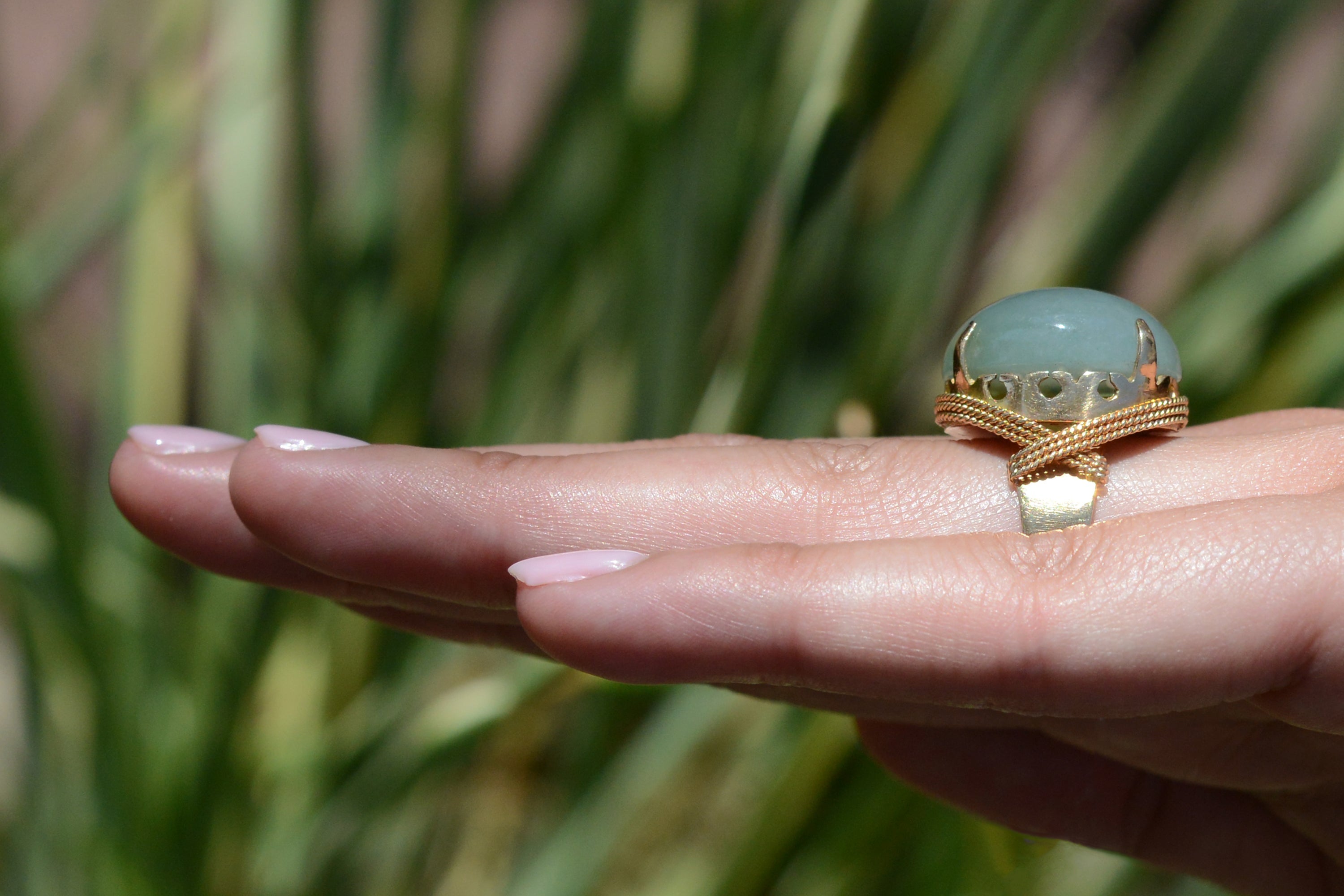 Retro Era Natural Jade Cocktail Ring