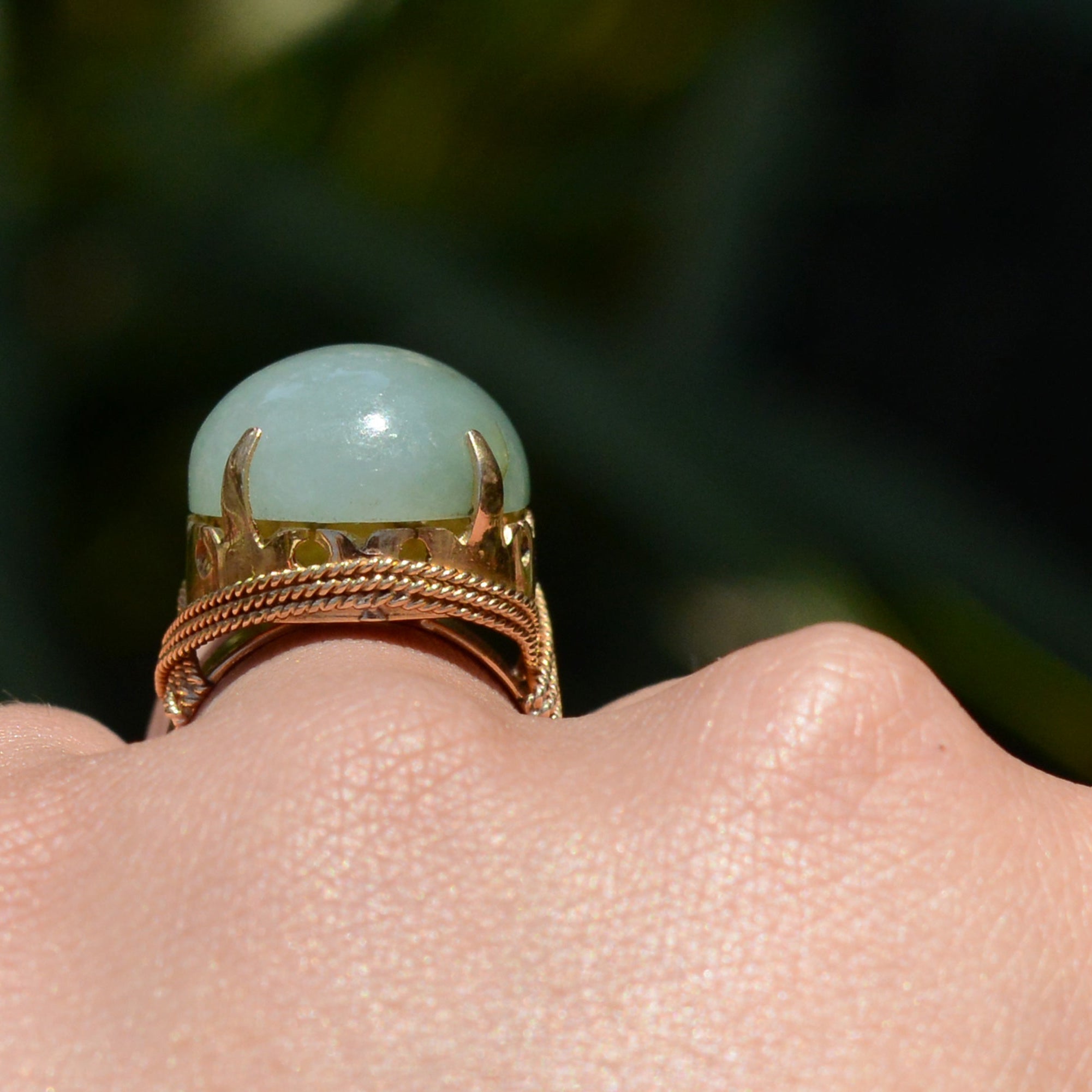 Retro Era Natural Jade Cocktail Ring