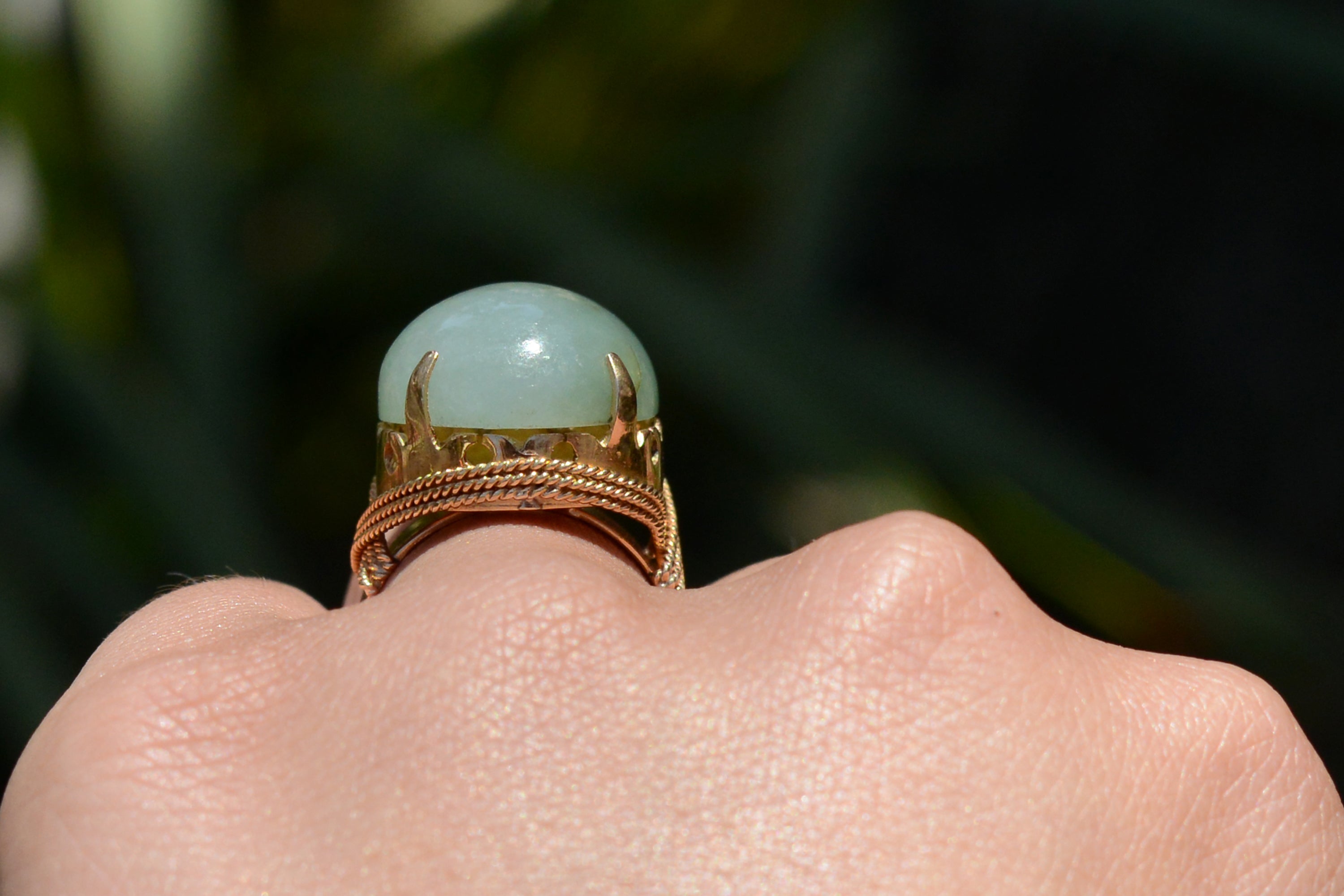 Retro Era Natural Jade Cocktail Ring