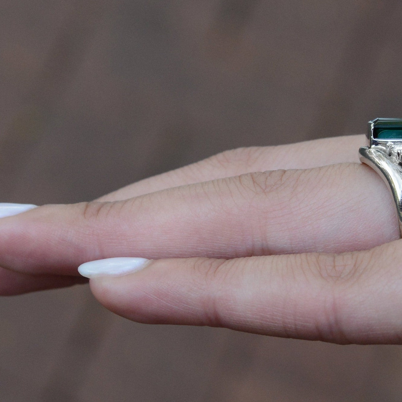 Retro Green Tourmaline Diamond Engagement Ring