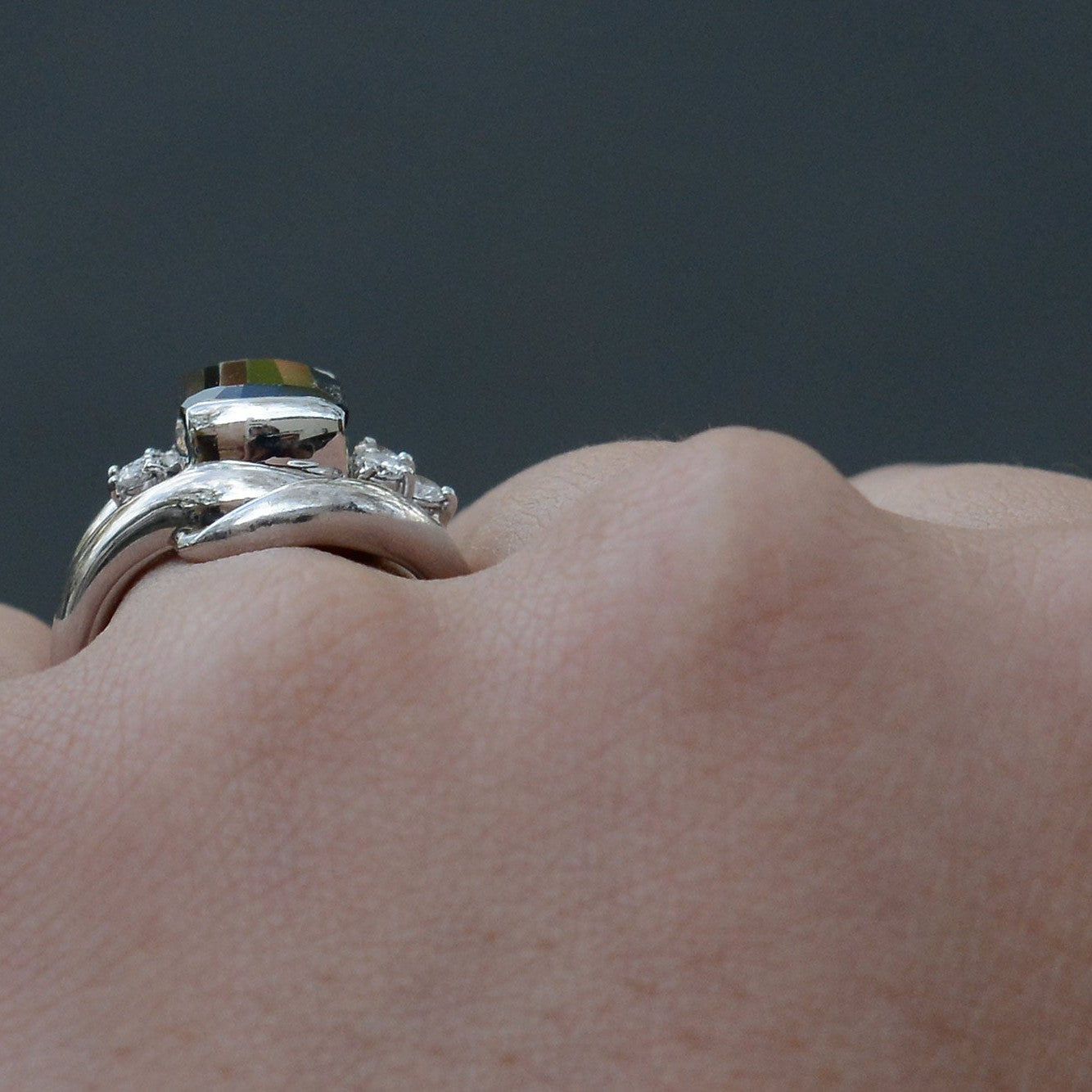 Retro Green Tourmaline Diamond Engagement Ring