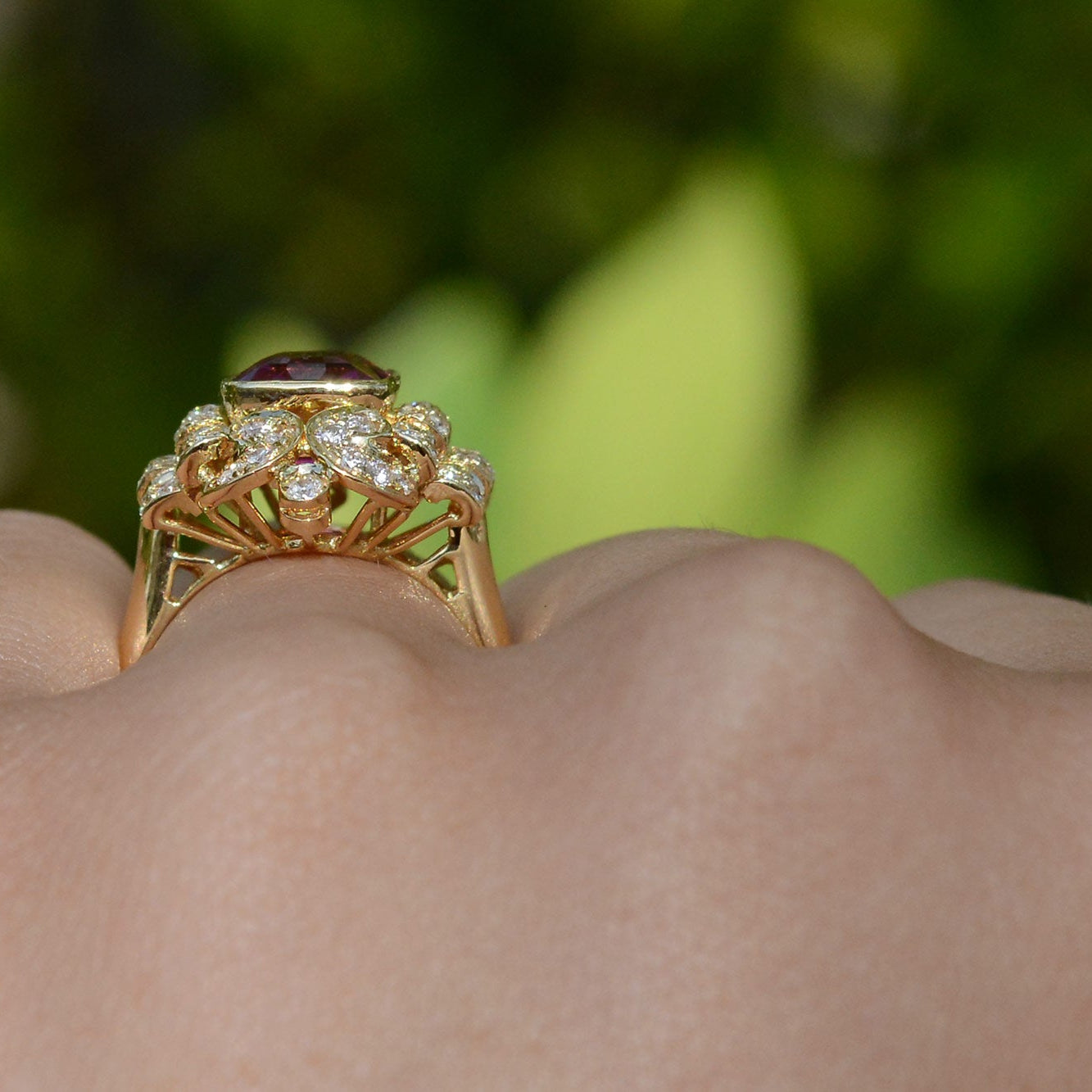 Rubellite Pink Tourmaline Diamond Cocktail Ring