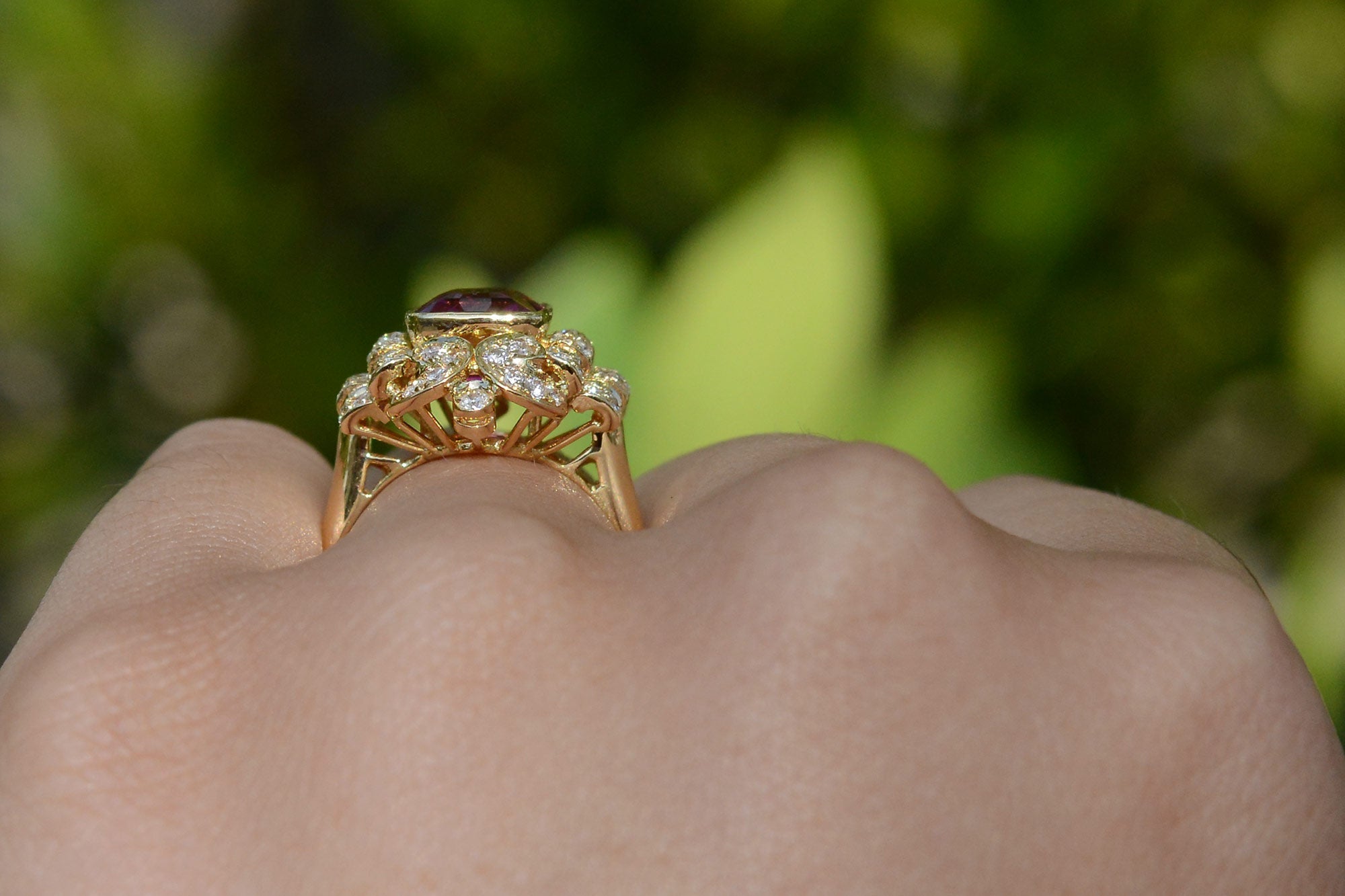 Rubellite Pink Tourmaline Diamond Cocktail Ring